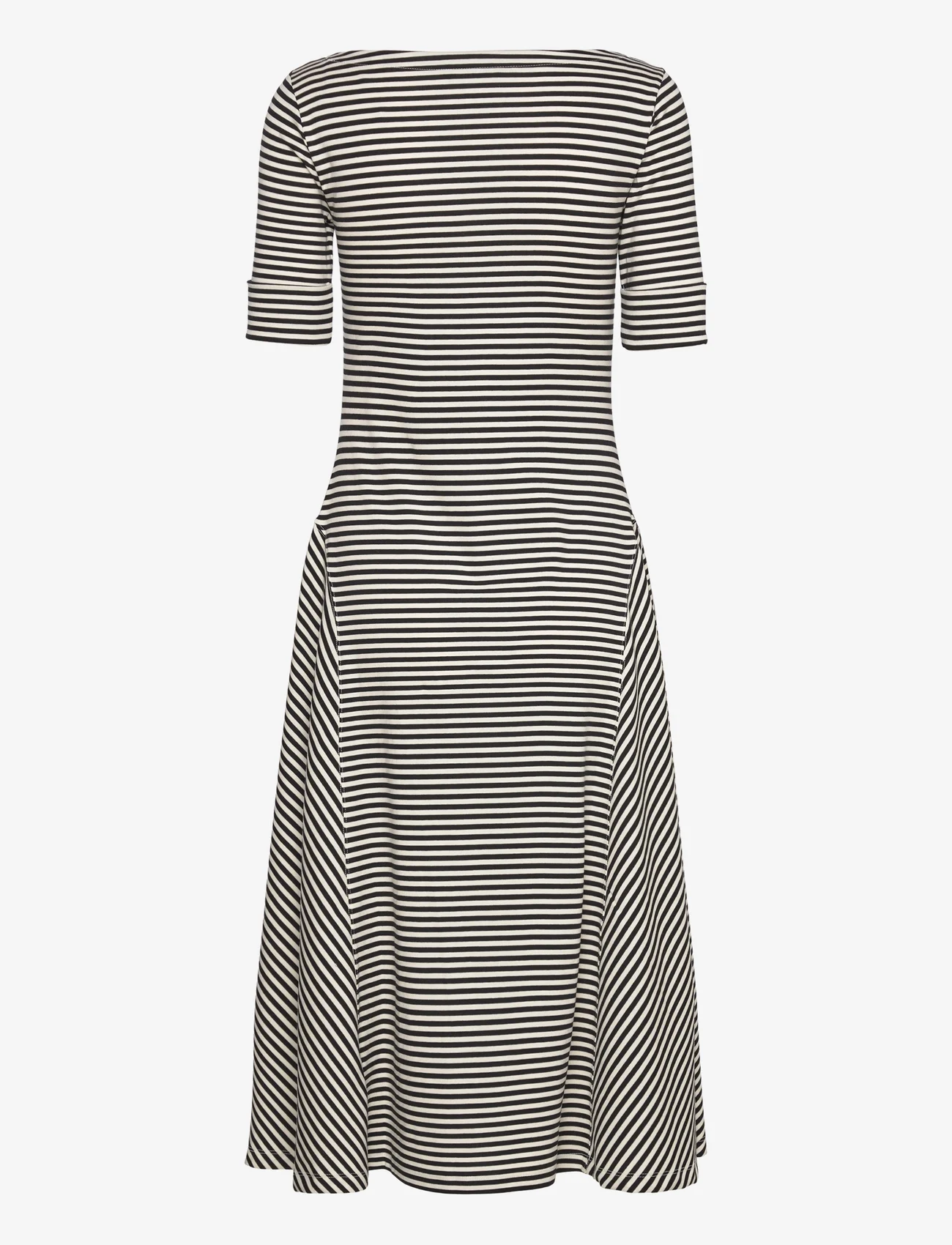 Lauren Ralph Lauren - Striped Stretch Cotton Midi Dress - t-kreklu kleitas - black/mascarpone - 1