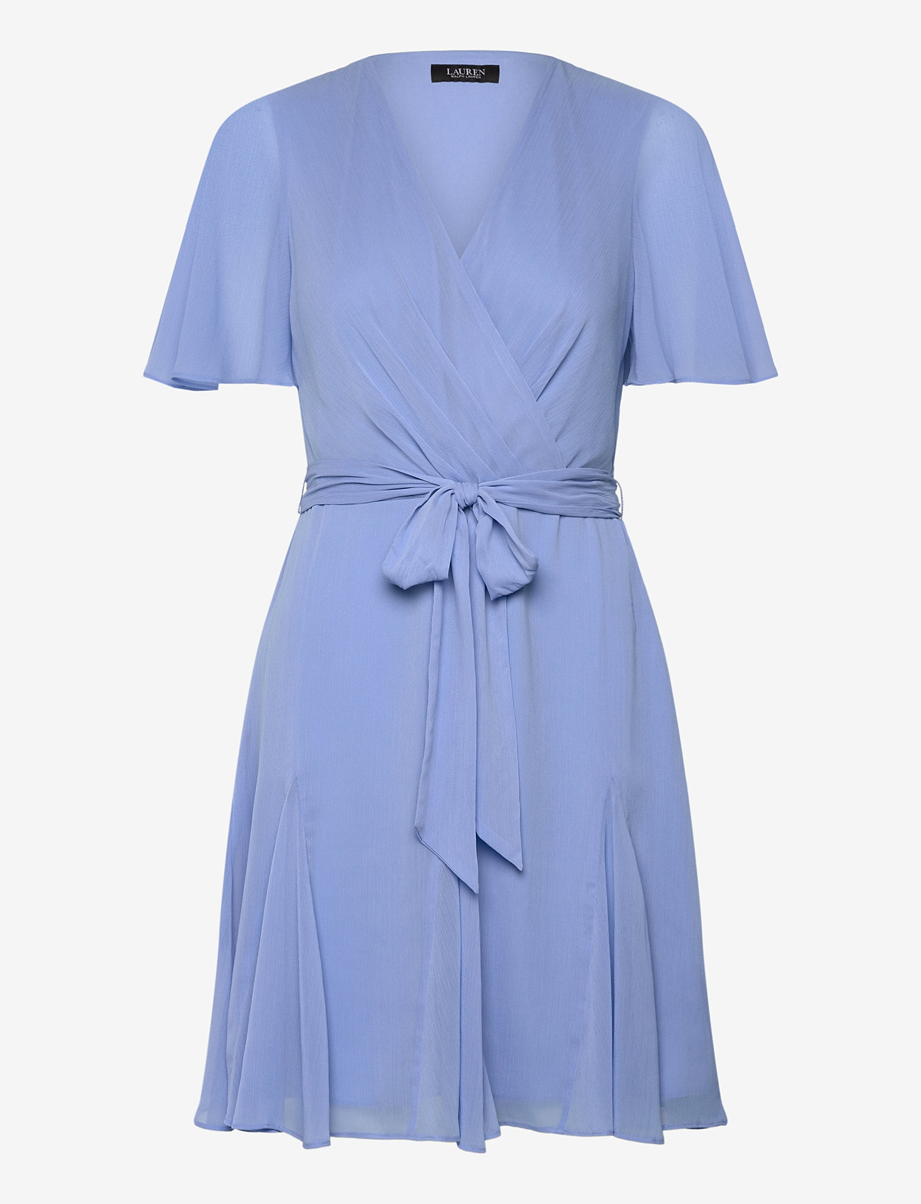 Lauren Ralph Lauren - Crinkle Georgette Surplice Dress - midi dresses - sky blue - 0