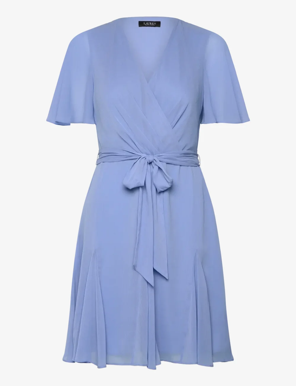 Lauren Ralph Lauren - Crinkle Georgette Surplice Dress - midikleider - sky blue - 0