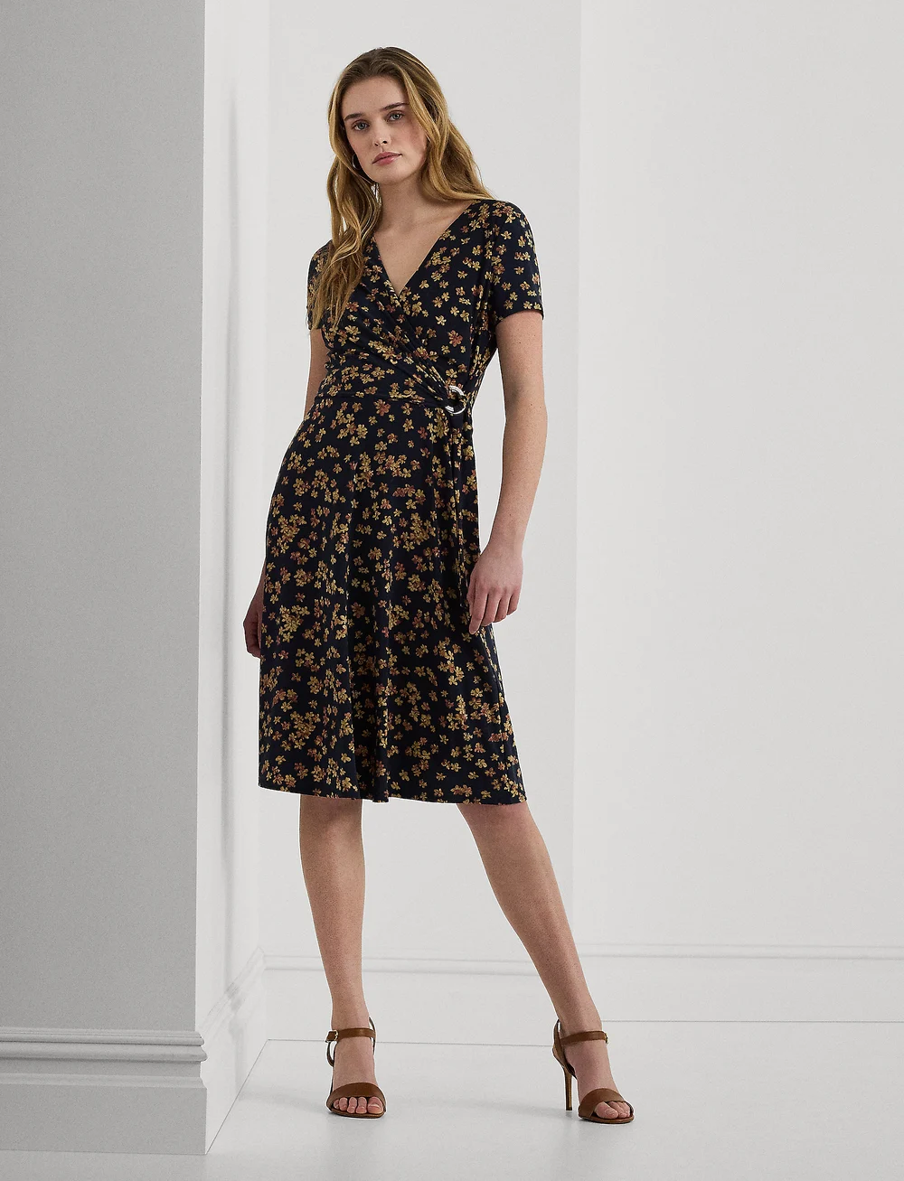 Lauren Ralph Lauren Floral Stretch Jersey Surplice Dress Midi dresses Boozt