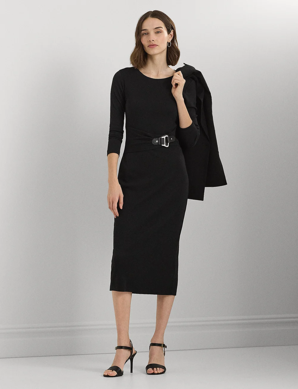 Black knit midi dress sales
