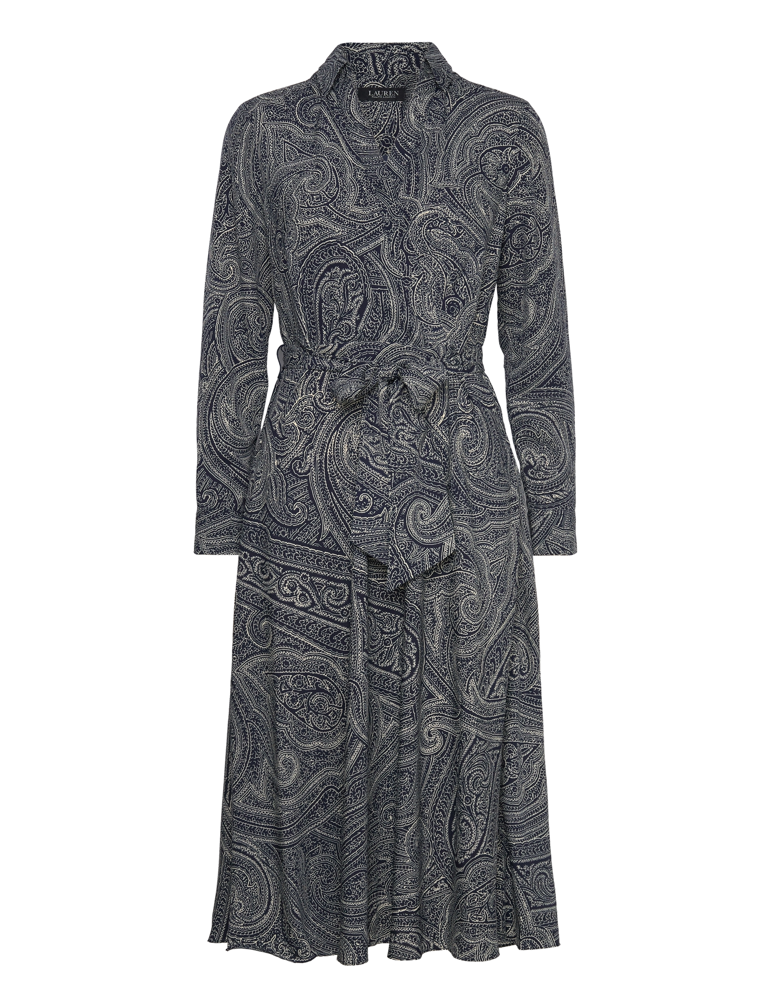 Lauren Ralph Lauren Paisley Crepe Midi Dress - Riided - NAVY/CREAM / navy
