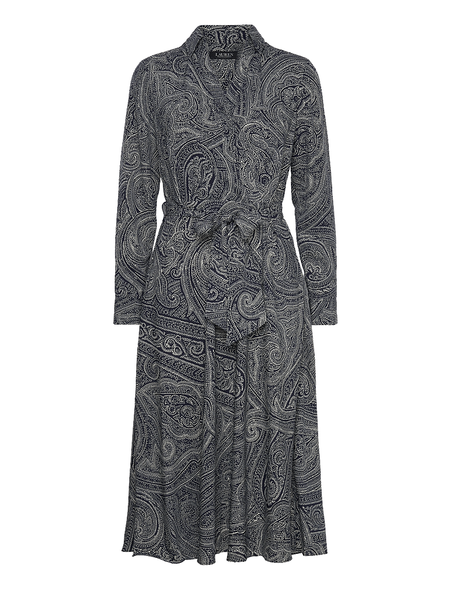 Lauren Ralph Lauren - Paisley Crepe Midi Dress - hemdkleider - navy/cream - 0
