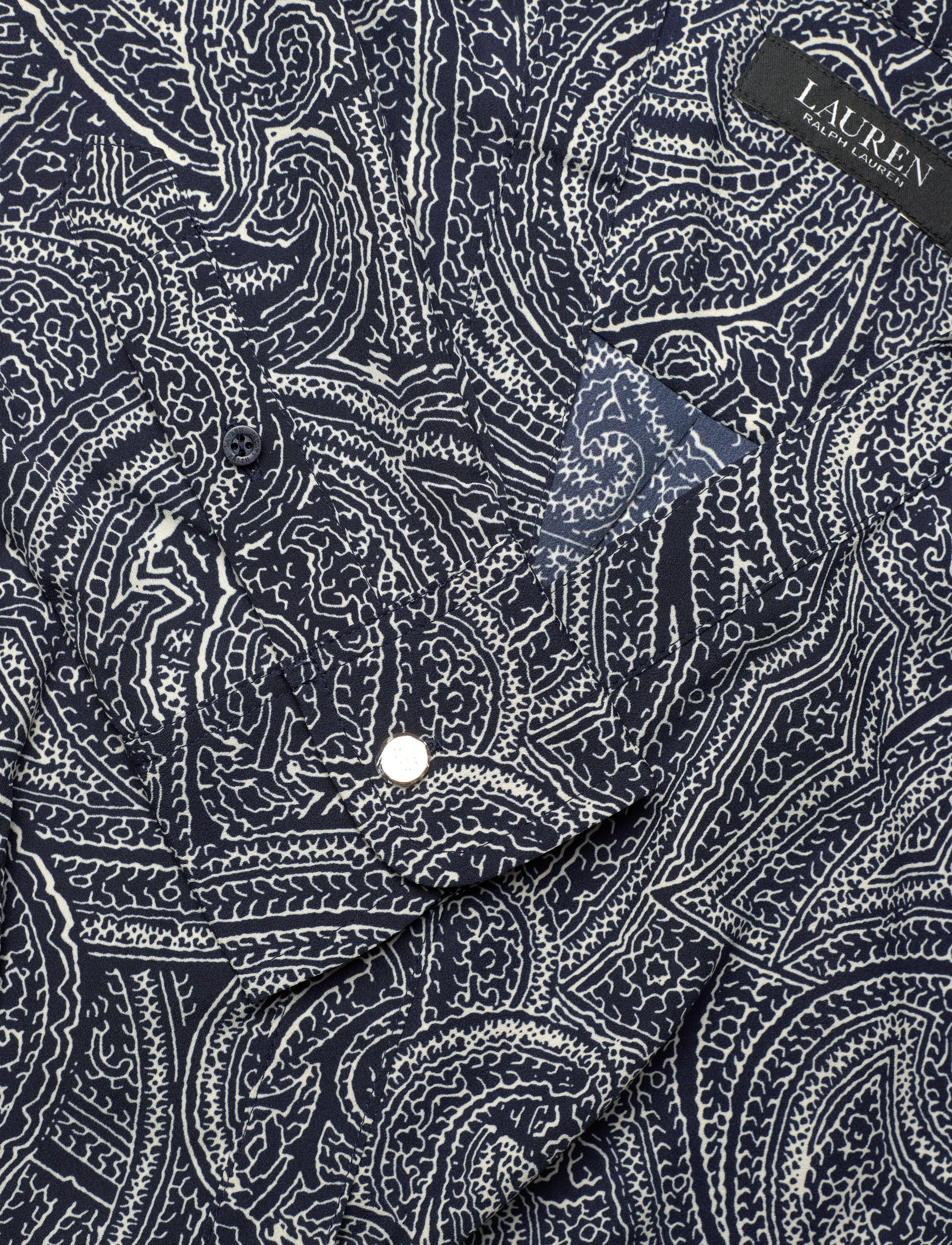 Lauren Ralph Lauren - Paisley Crepe Midi Dress - paitamekot - navy/cream - 2