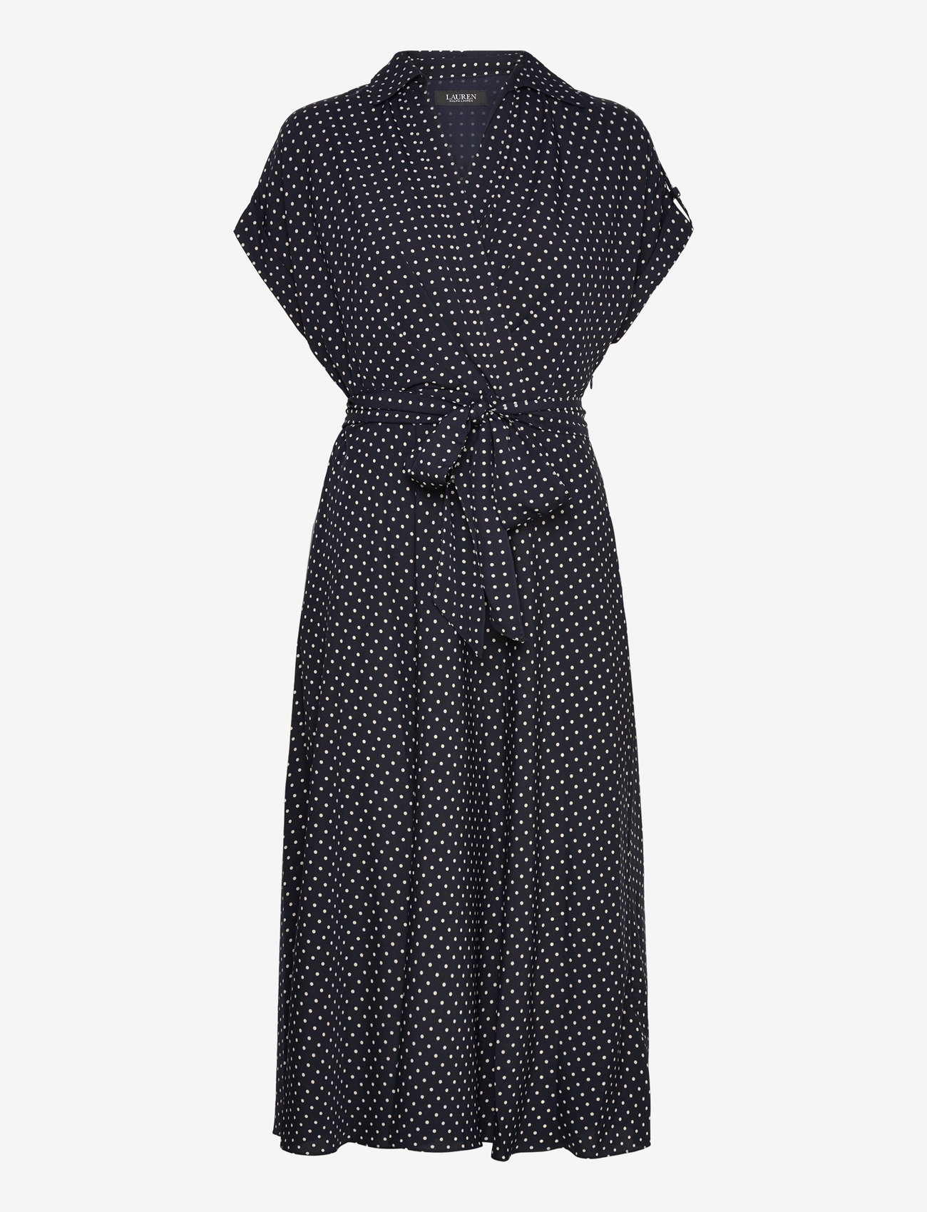 Lauren Ralph Lauren Polka-dot Belted Crepe Dress  midi dresses  shop at  Booztlet
