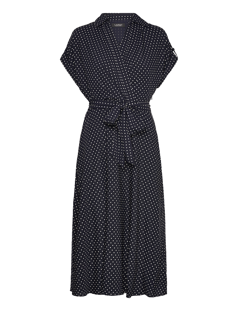 Lauren Ralph Lauren Polka-dot Belted Crepe Dress midi dresses shop at Booztlet Lauren Ralph Lauren Polka-dot Belted Crepe Dress midi dresses shop at Booztlet