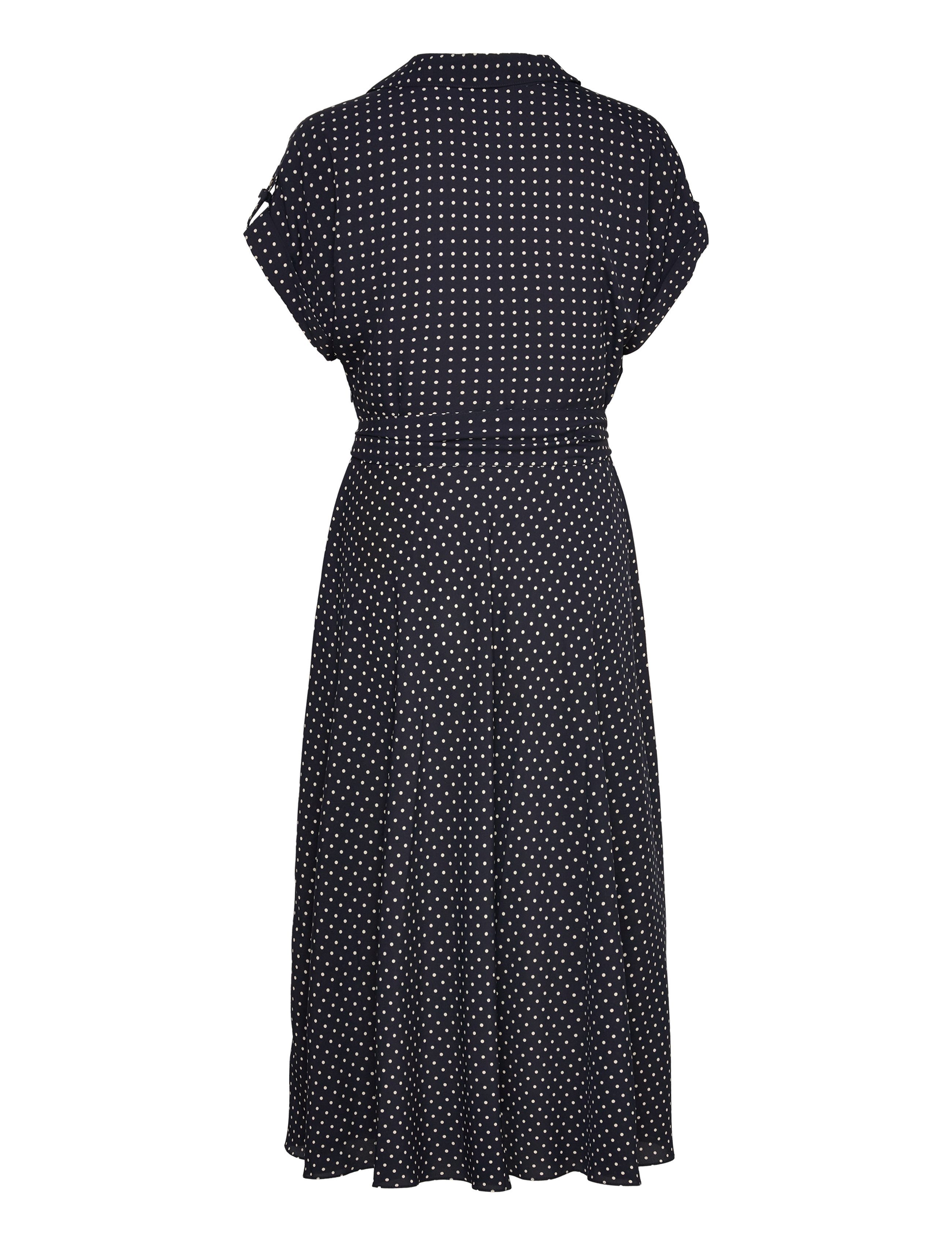 Lauren Ralph Lauren - Polka-Dot Belted Crepe Dress - navy/cream - 1