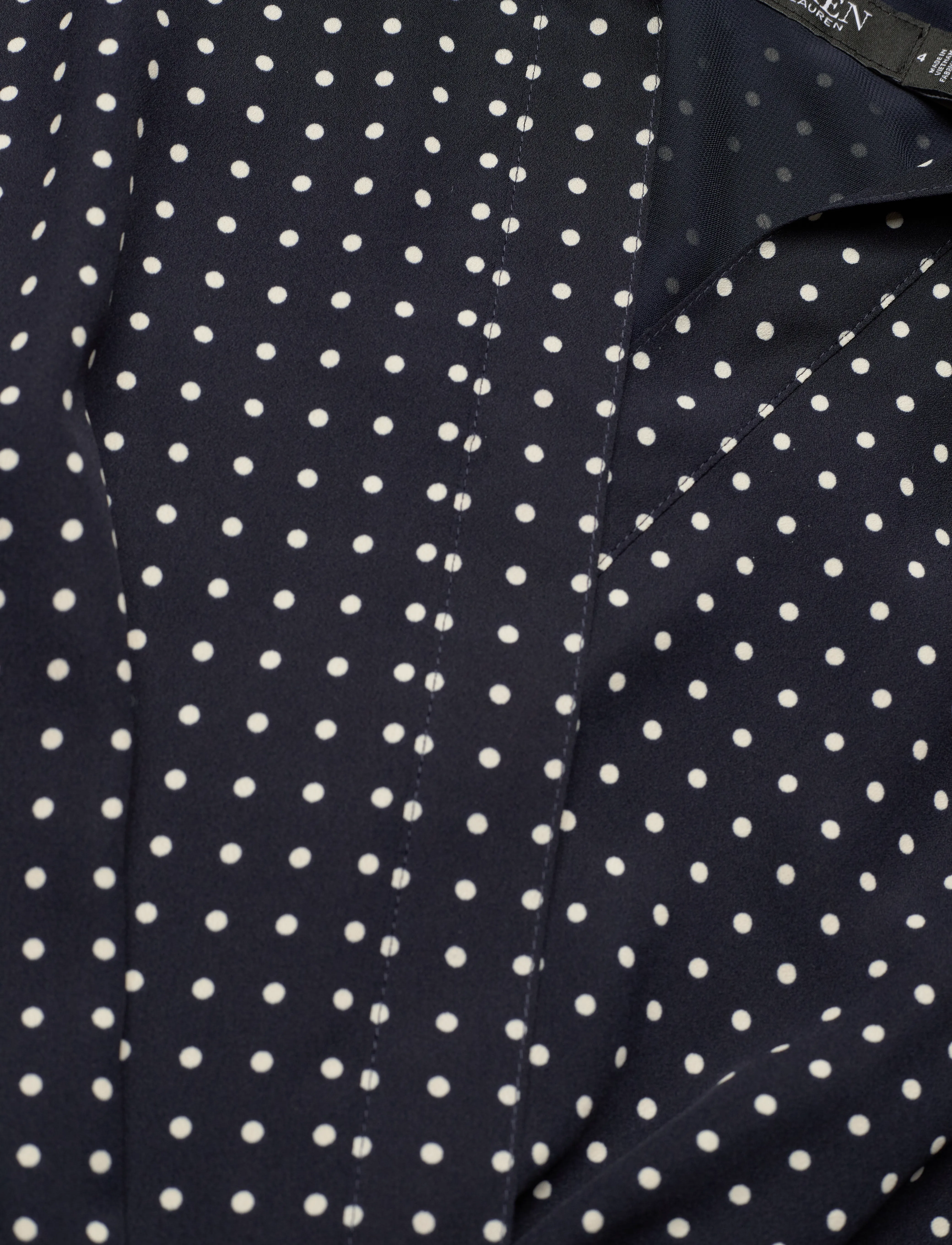 Lauren Ralph Lauren - Polka-Dot Belted Crepe Dress - navy/cream - 2