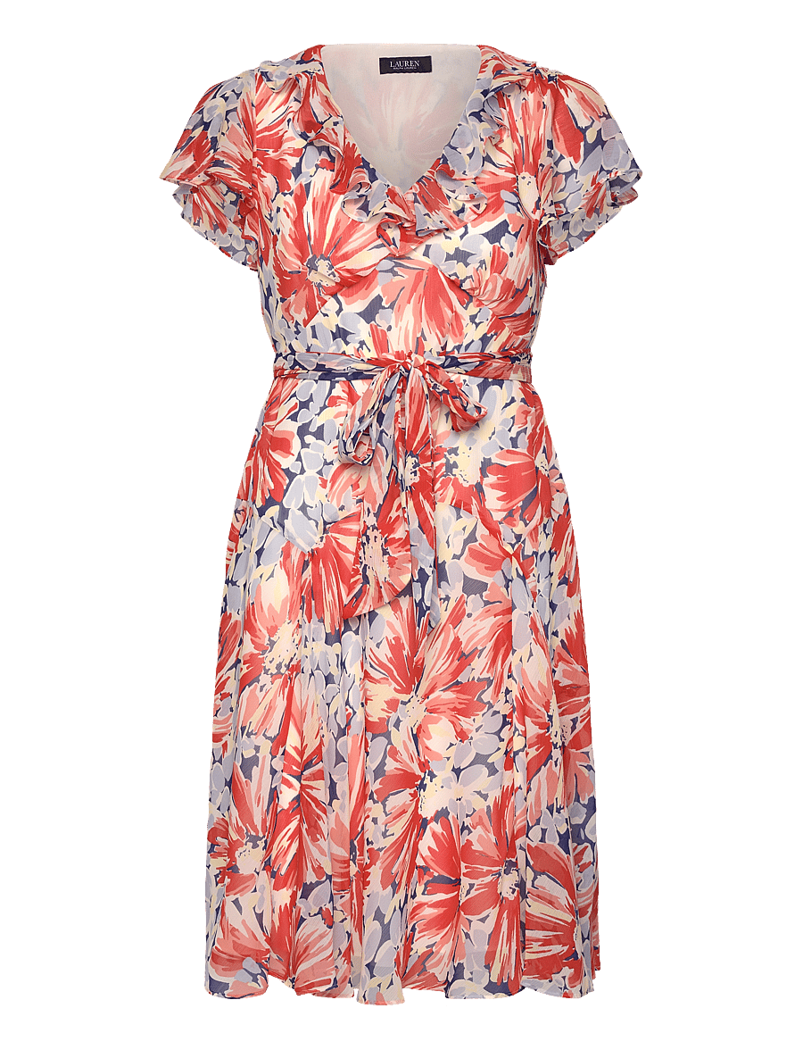 Lauren Ralph Lauren - Floral Georgette Flutter-Sleeve Dress - white multi - 0