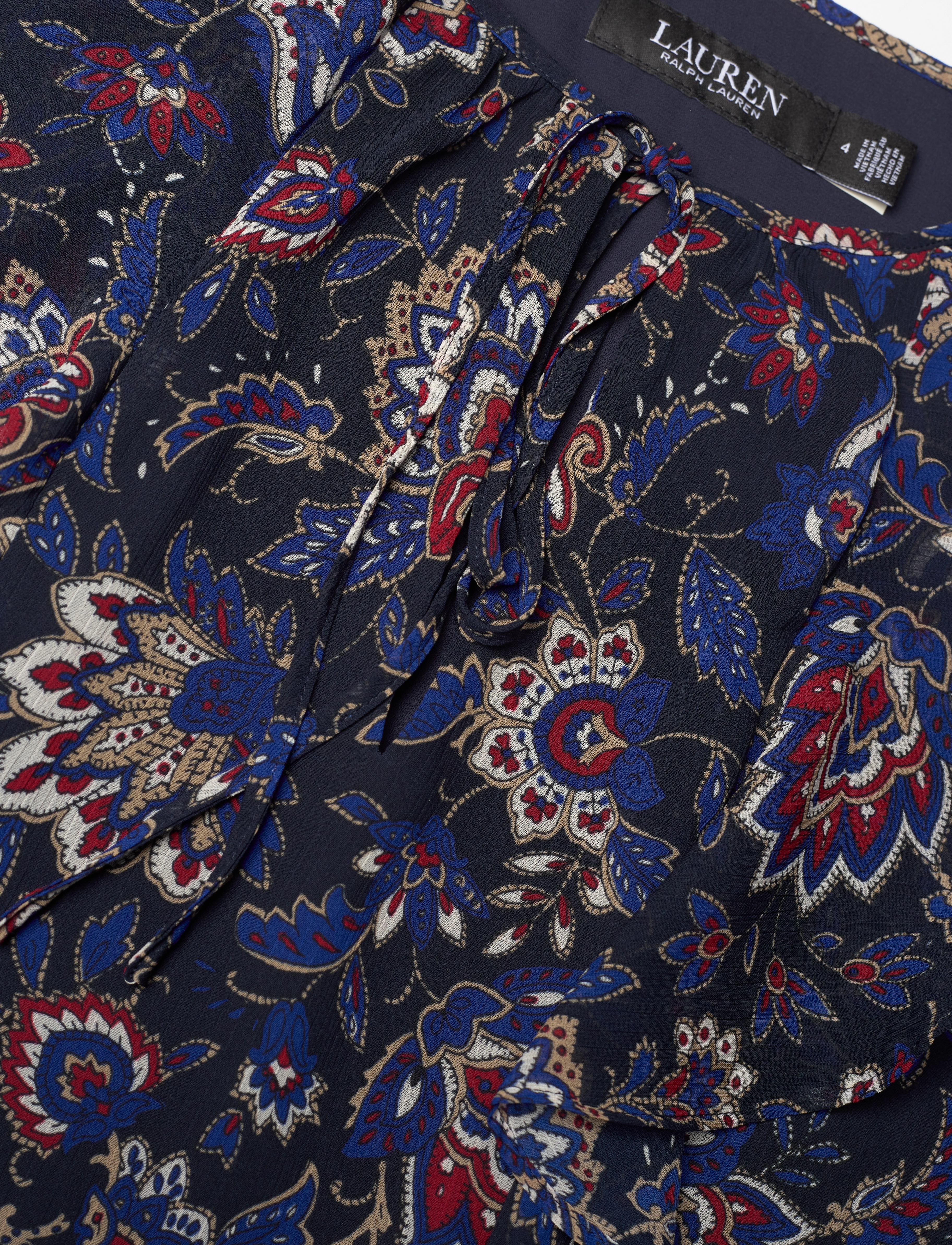 Lauren Ralph Lauren - Floral Ruffle-Trim Georgette Dress - navy multi - 2