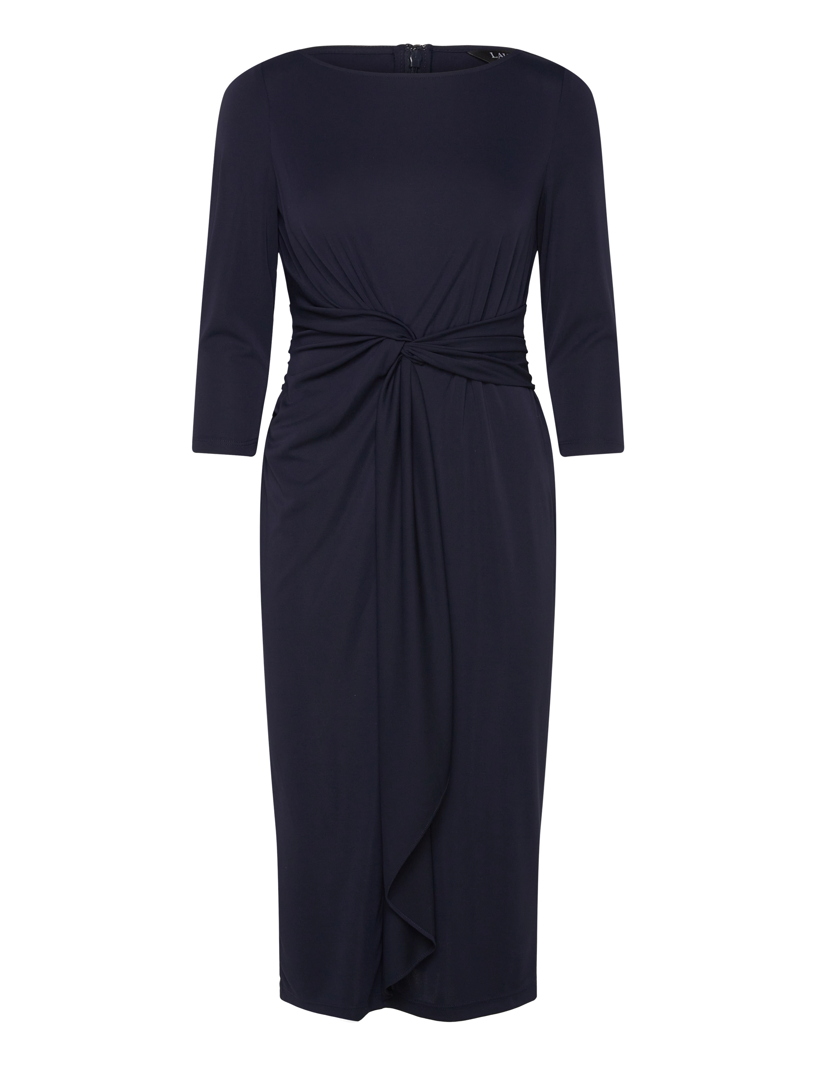 Twist-Front Stretch Jersey Midi Dress - LAUREN NAVY