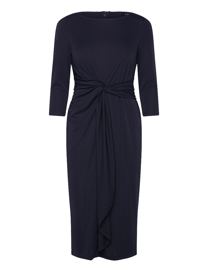 Lauren Ralph Lauren - Twist-Front Stretch Jersey Midi Dress - cocktailkjoler - lauren navy - 0