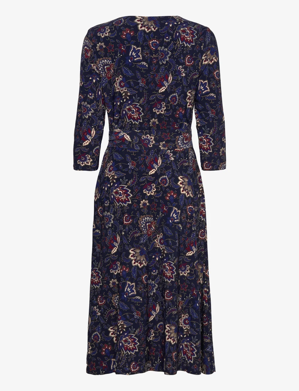 Lauren Ralph Lauren - Floral Surplice Stretch Jersey Dress - t-shirt-kleider - navy multi - 1