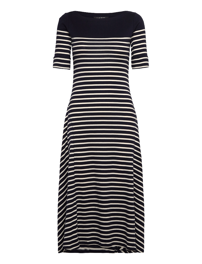 Lauren Ralph Lauren - Striped Cotton Midi Dress - t-shirtkjoler - lauren navy/masca - 0