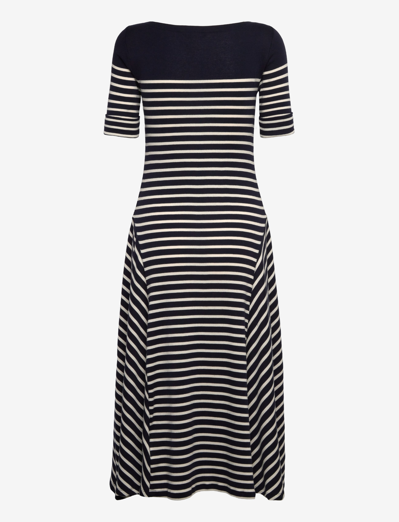 Lauren Ralph Lauren - Striped Cotton Midi Dress - t-shirtkjoler - lauren navy/masca - 1