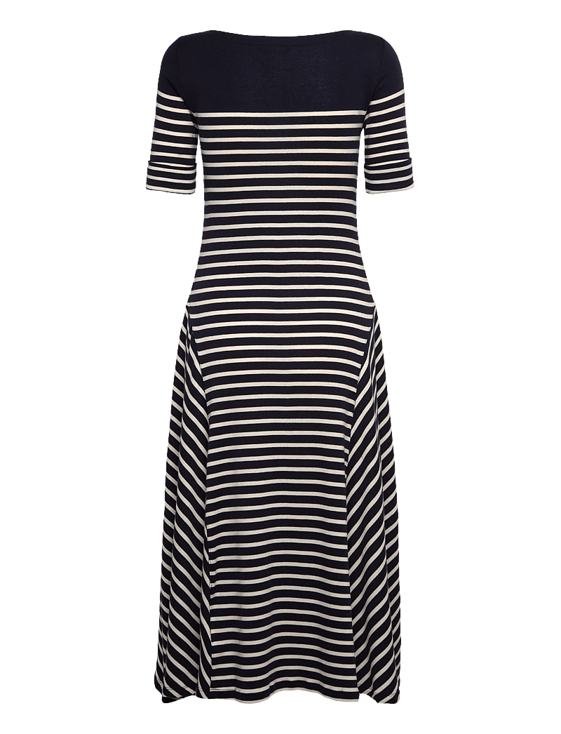 Lauren Ralph Lauren - Striped Cotton Midi Dress - t-shirtkjoler - lauren navy/masca - 1