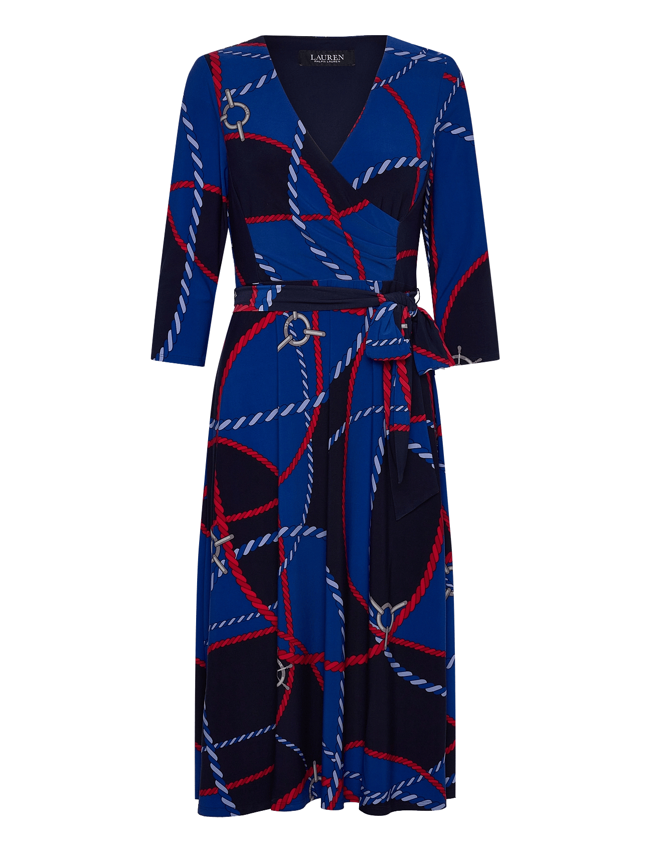 Lauren Ralph Lauren | Rope-Print Surplice Stretch Jersey Dress | 32