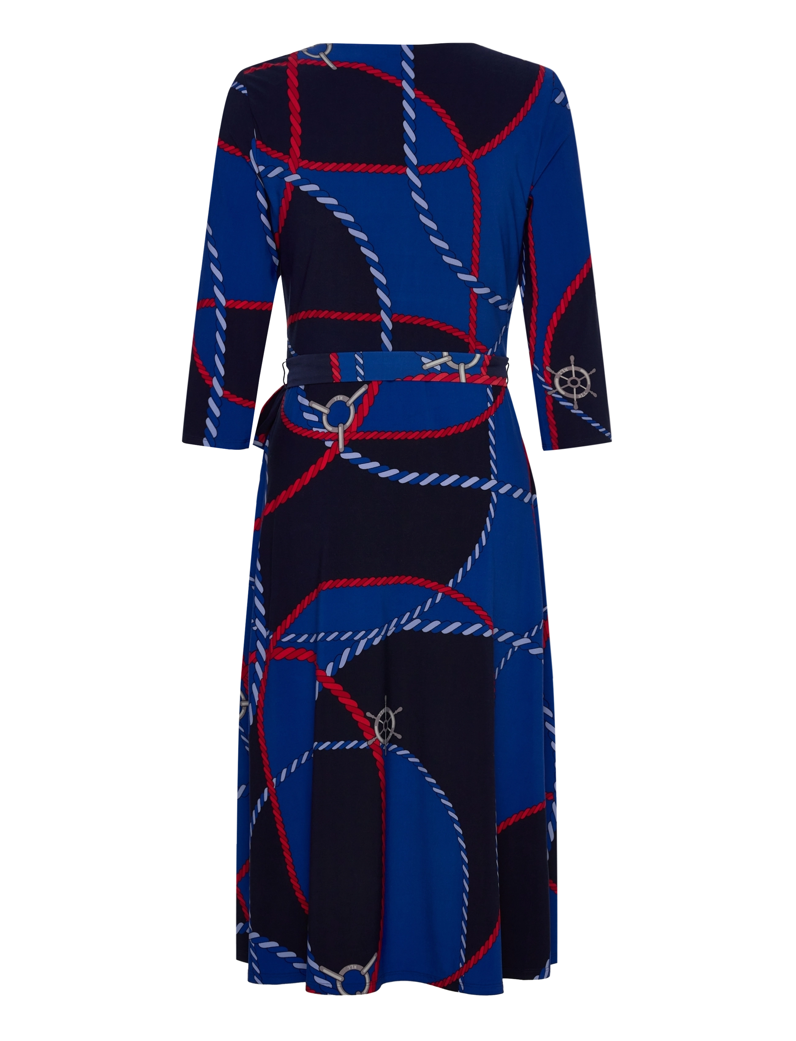 Lauren Ralph Lauren - Rope-Print Surplice Stretch Jersey Dress - robes portefeuille - blue multi - 1