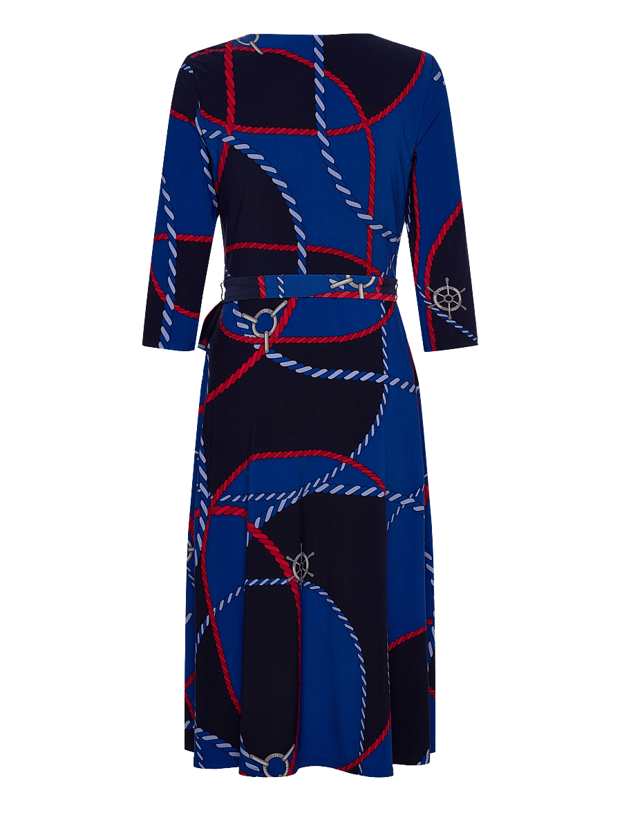Lauren Ralph Lauren - Rope-Print Surplice Stretch Jersey Dress - robes portefeuille - blue multi - 1