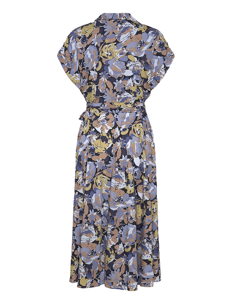 Lauren Ralph Lauren - Floral Belted Crepe Dress - hemdkleider - blue multi - 1