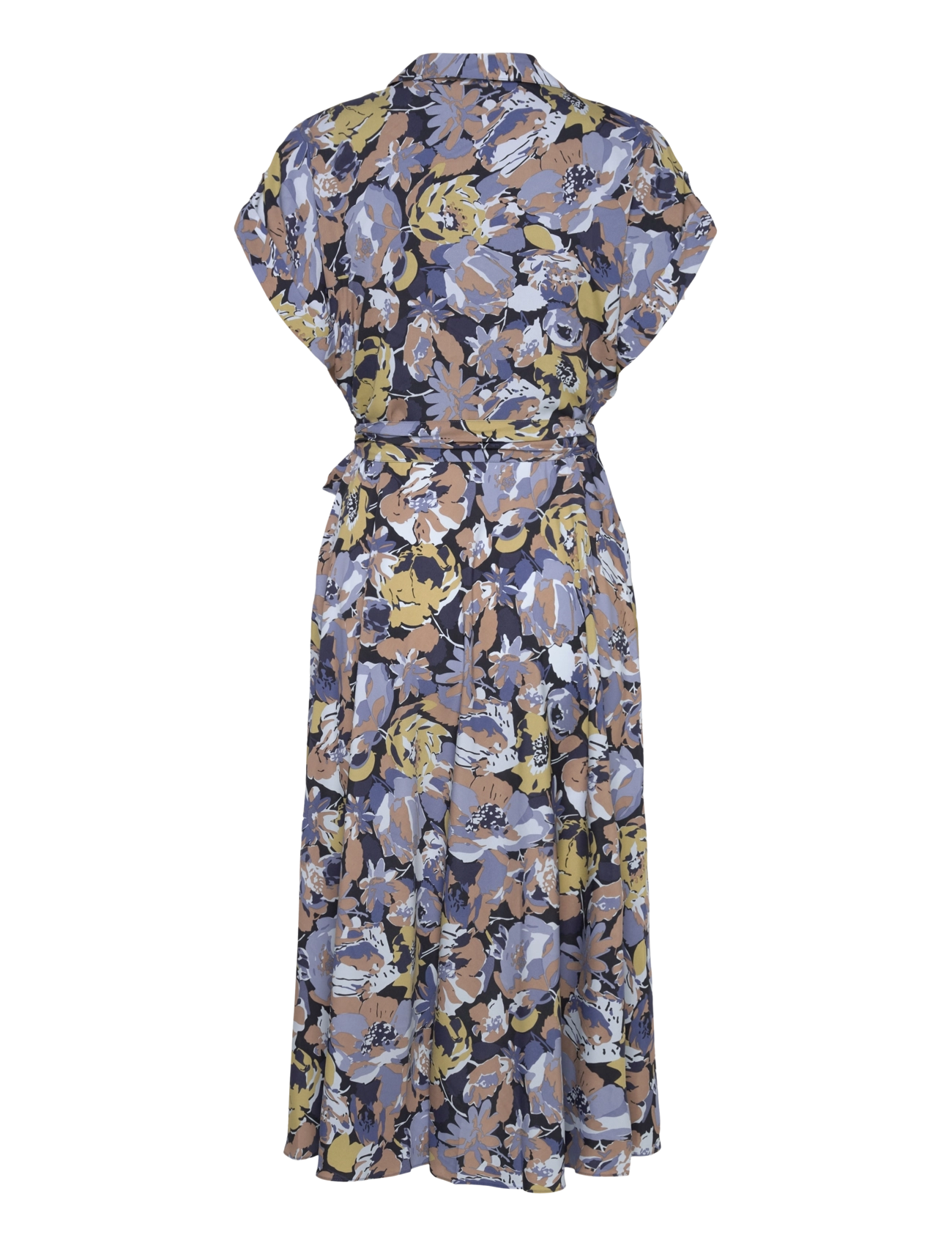 Lauren Ralph Lauren - Floral Belted Crepe Dress - hemdkleider - blue multi - 1