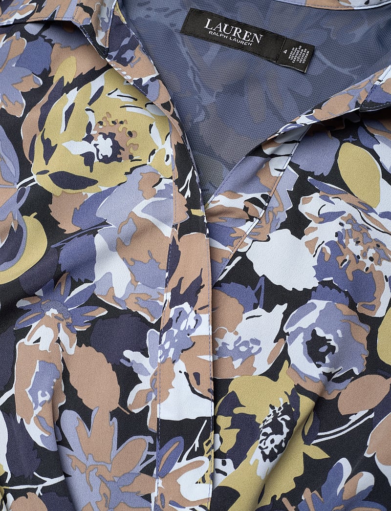 Lauren Ralph Lauren - Floral Belted Crepe Dress - hemdkleider - blue multi - 2