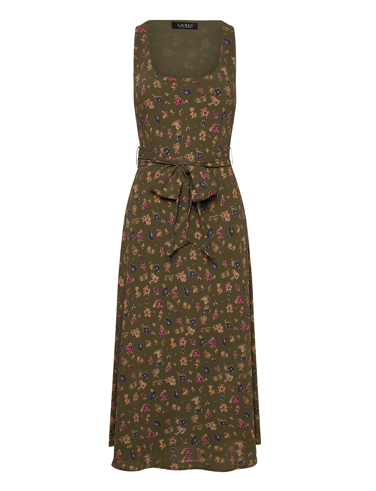 Lauren Ralph Lauren | Floral Belted Crepe Sleeveless Dress | 32
