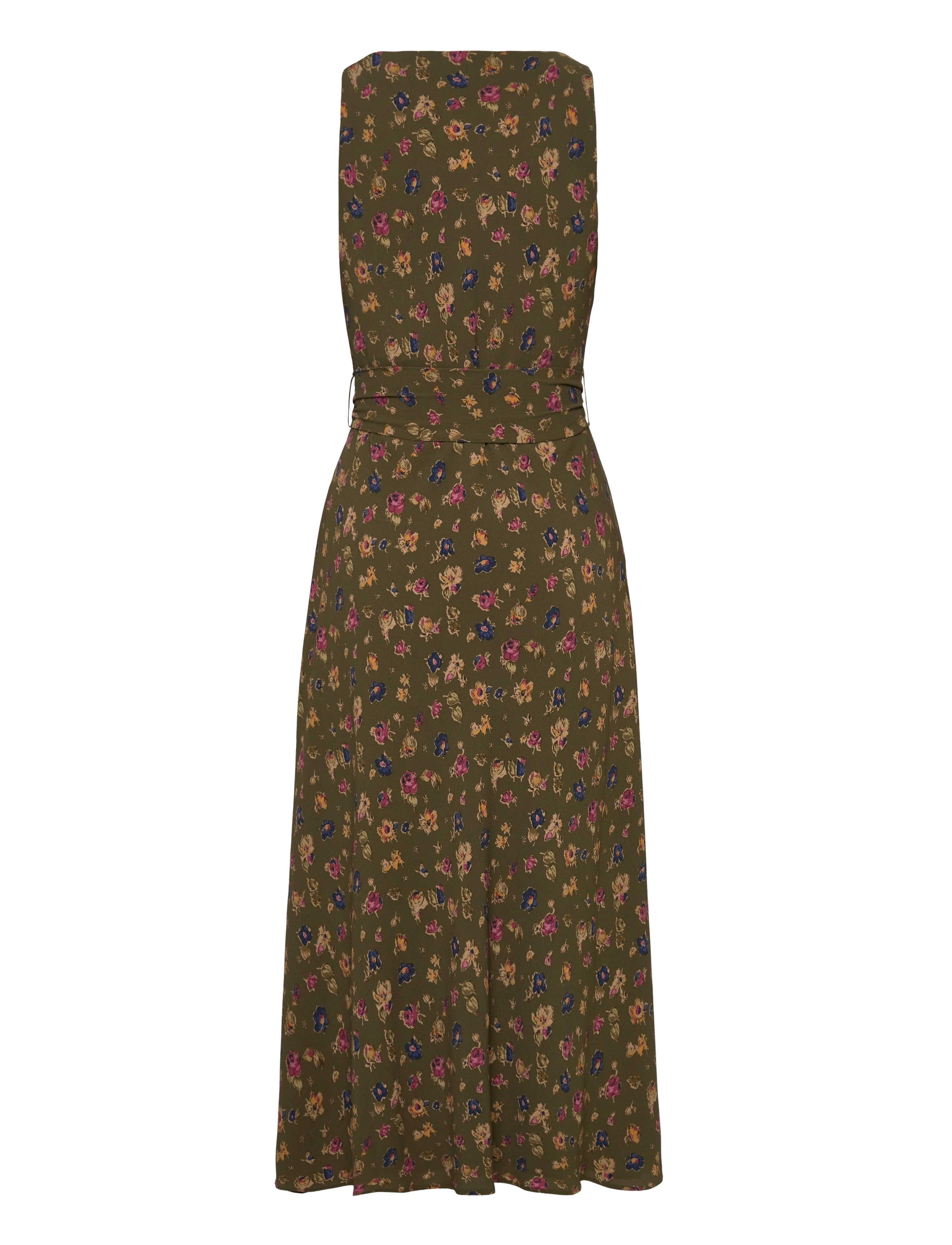 Lauren Ralph Lauren - Floral Belted Crepe Sleeveless Dress - sumarkjólar - olive multi - 1