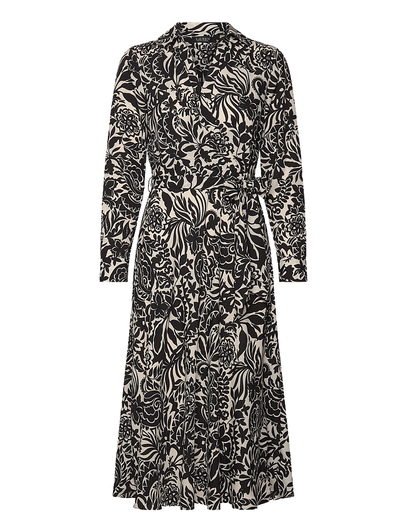 Lauren Ralph Lauren - Floral Crepe Midi Dress - särkkleidid - cream/black - 0