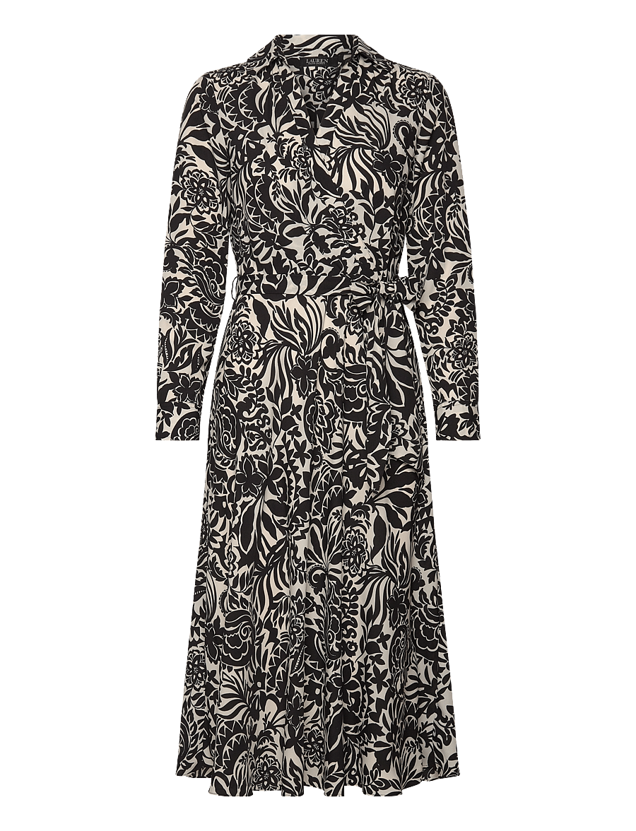 Lauren Ralph Lauren - Floral Crepe Midi Dress - hemdkleider - cream/black - 0