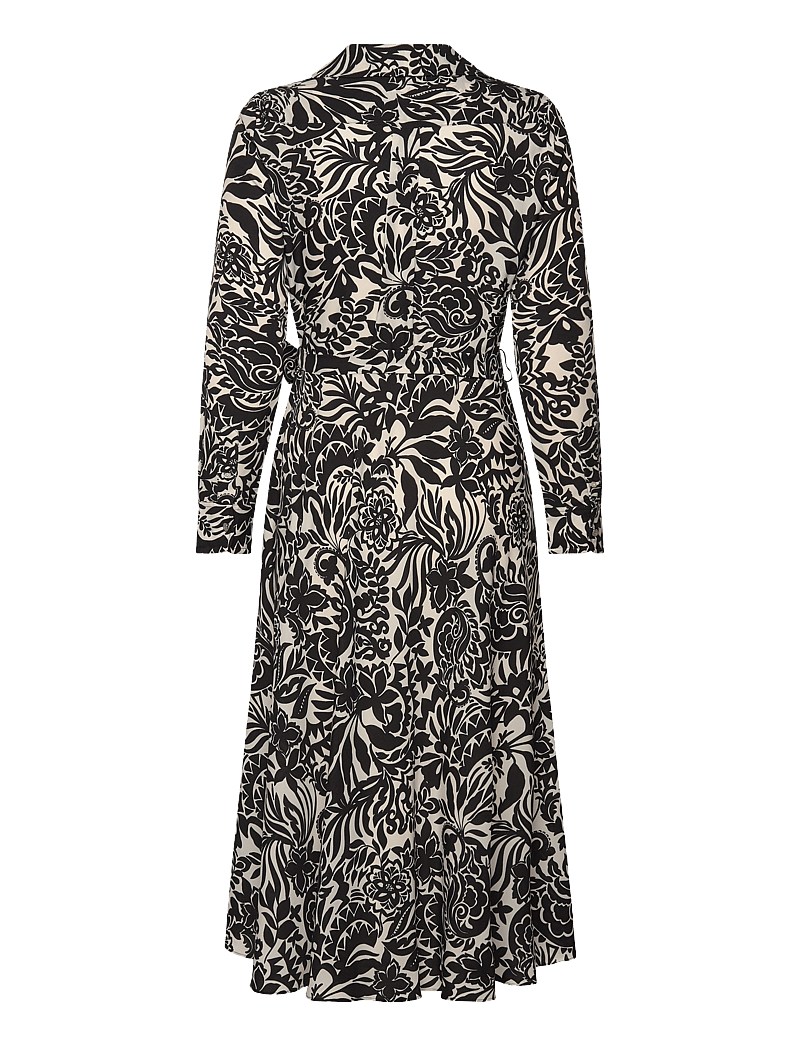 Lauren Ralph Lauren - Floral Crepe Midi Dress - särkkleidid - cream/black - 1