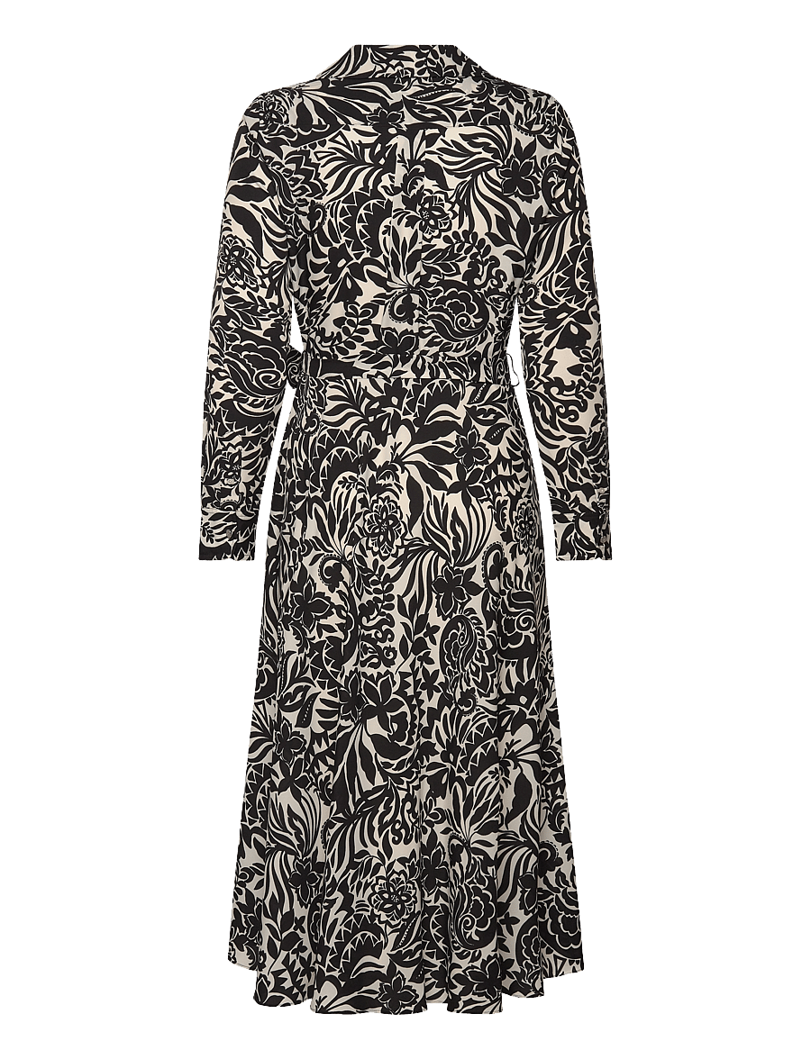 Lauren Ralph Lauren - Floral Crepe Midi Dress - hemdkleider - cream/black - 1
