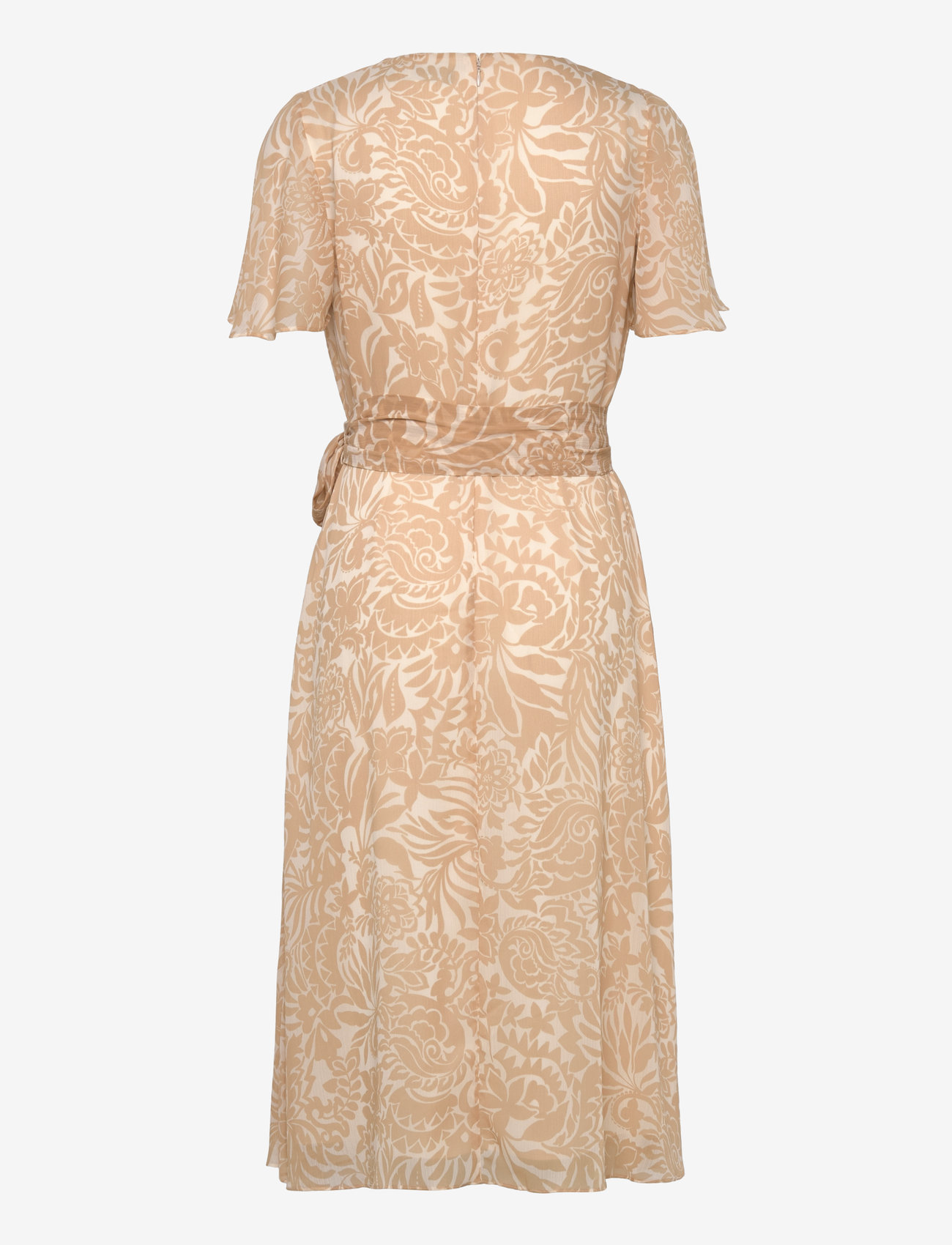 Lauren Ralph Lauren - Floral Belted Crinkle Georgette Dress - wickelkleider - cream/tan - 1