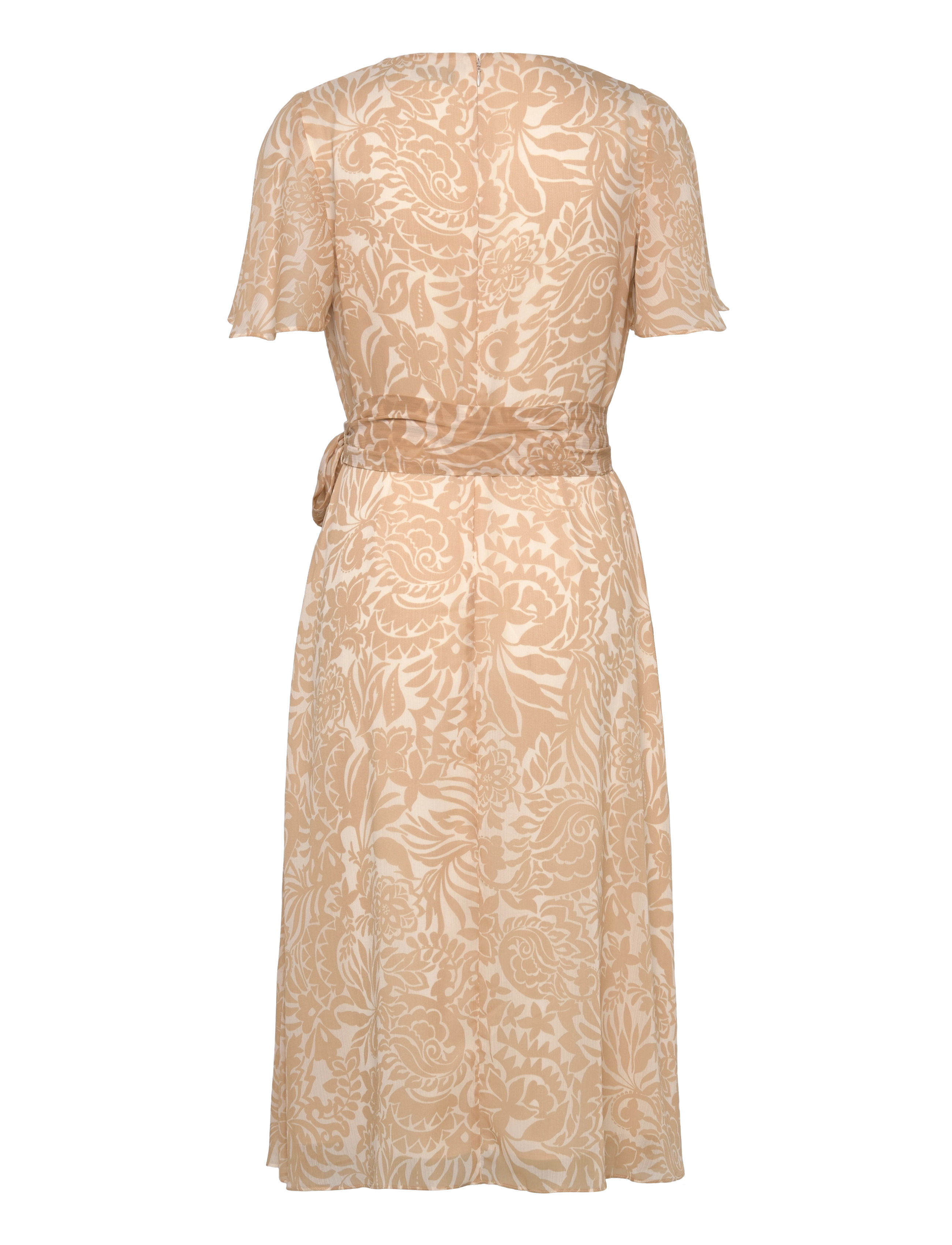 Lauren Ralph Lauren - Floral Belted Crinkle Georgette Dress - robes portefeuille - cream/tan - 1