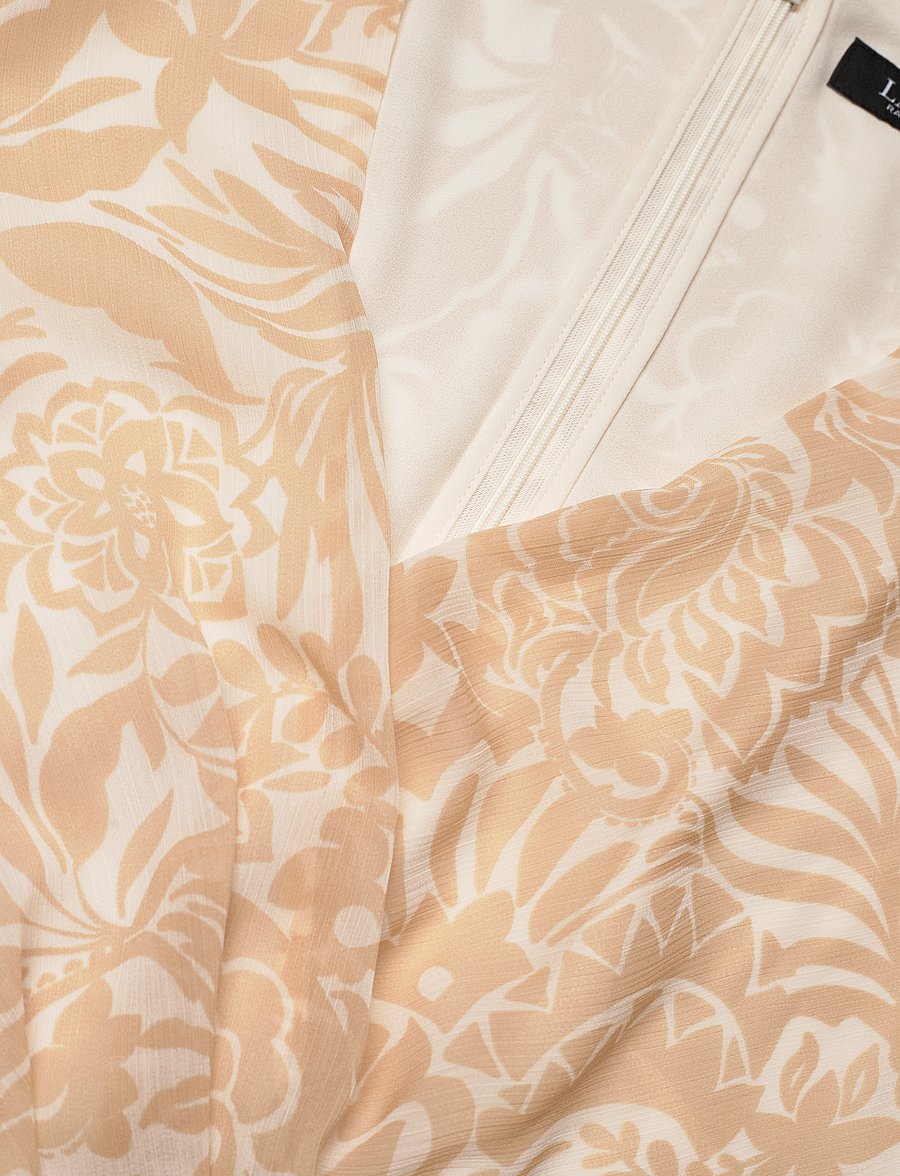 Lauren Ralph Lauren - Floral Belted Crinkle Georgette Dress - robes portefeuille - cream/tan - 2