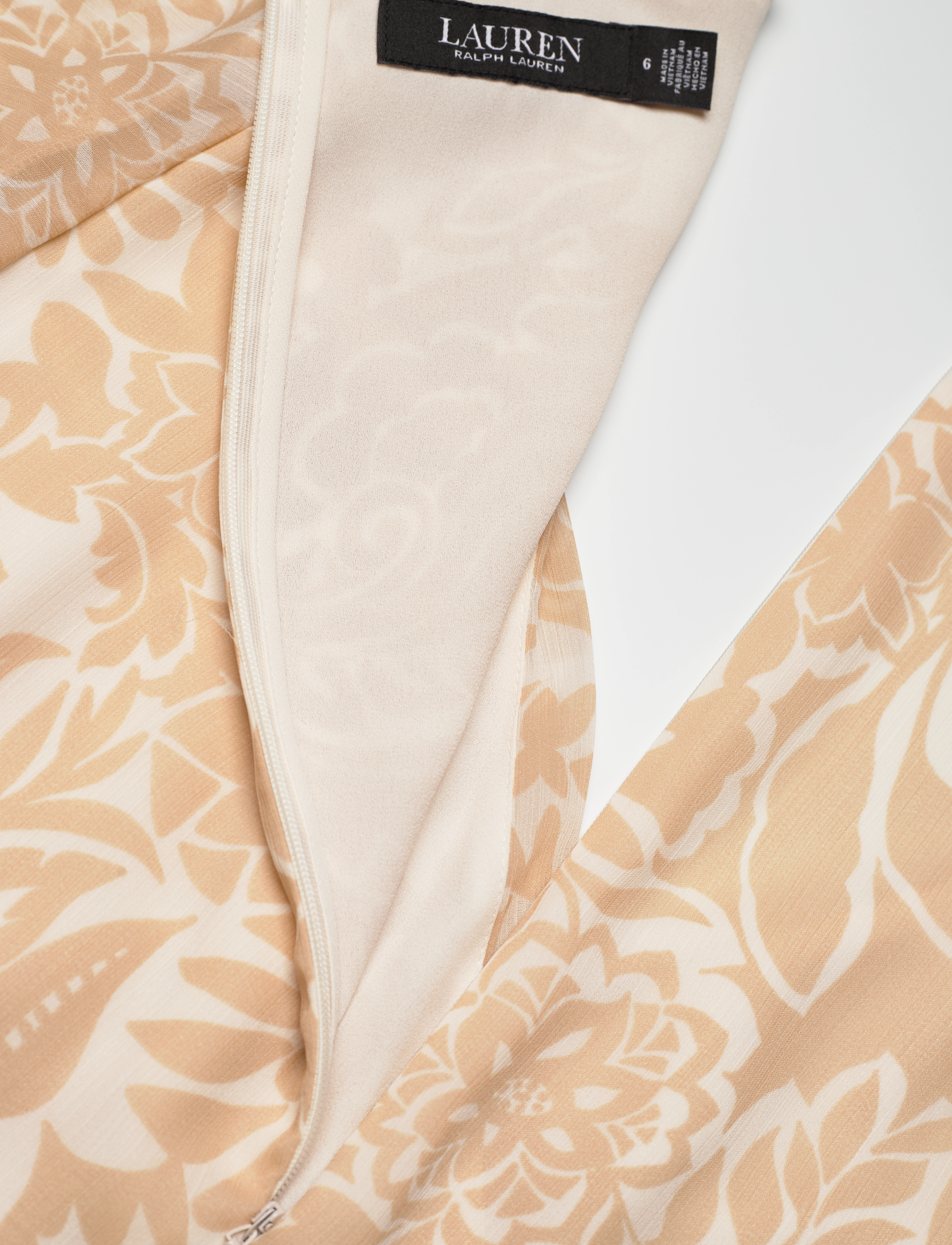 Lauren Ralph Lauren - Floral Belted Crinkle Georgette Dress - robes portefeuille - cream/tan - 3