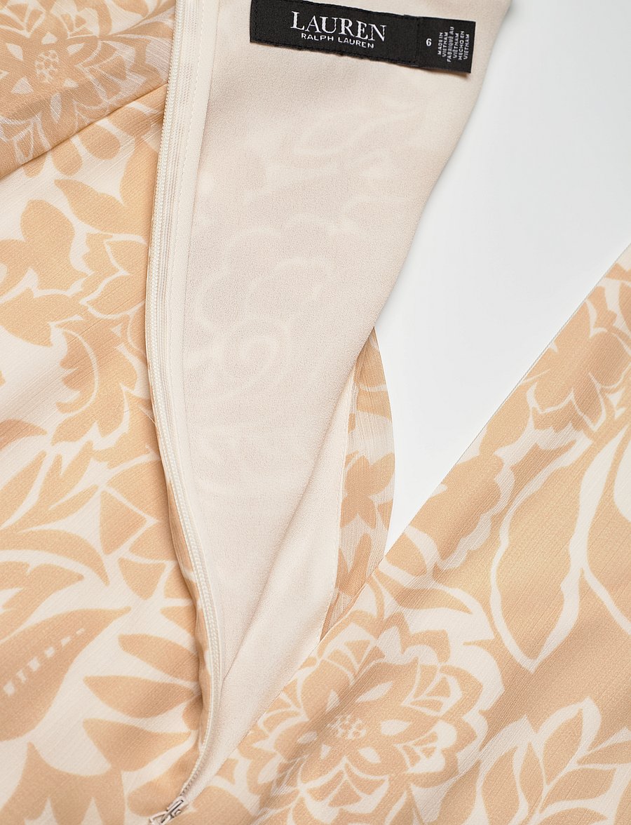 Lauren Ralph Lauren - Floral Belted Crinkle Georgette Dress - robes portefeuille - cream/tan - 3