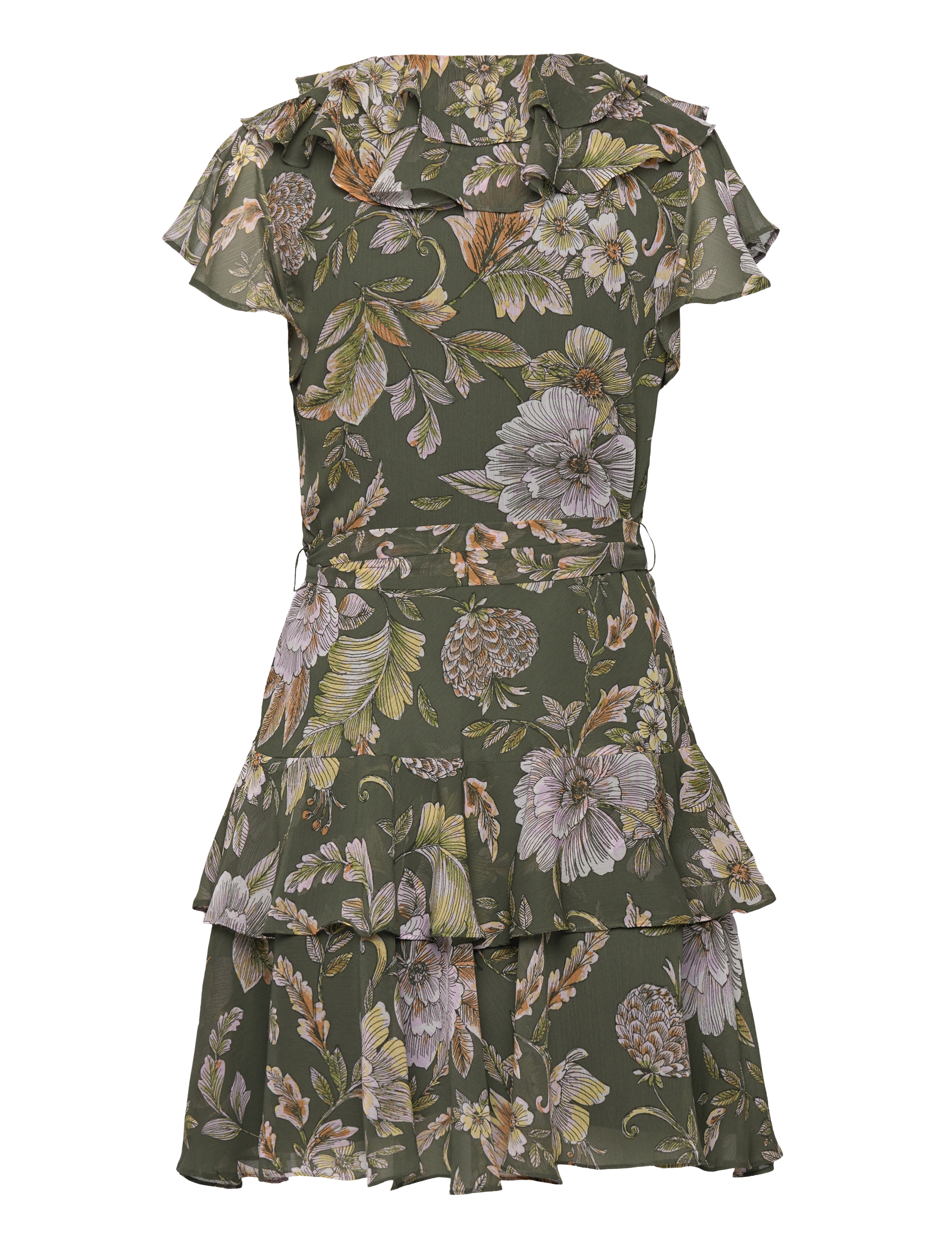 Lauren Ralph Lauren - Floral Belted Crinkle Georgette Dress - robes d'été - olive multi - 1
