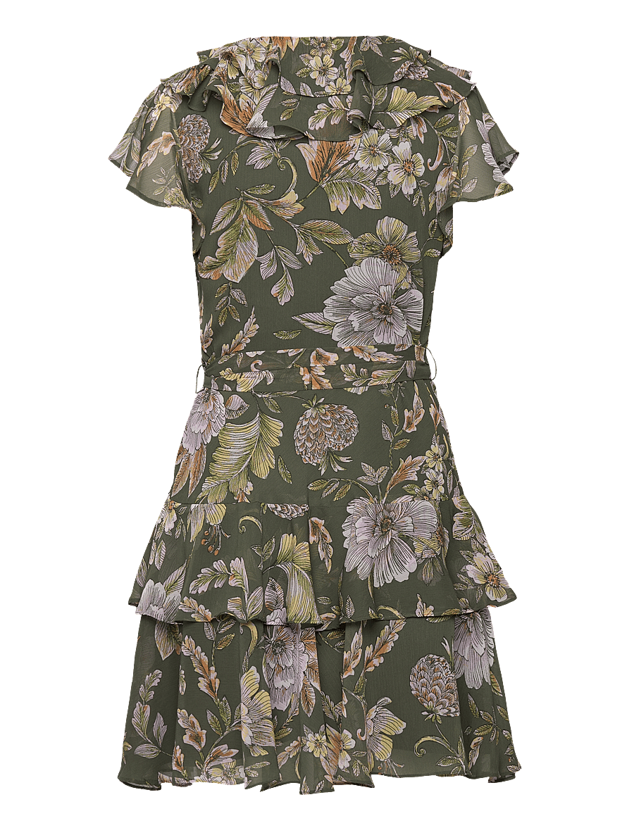Lauren Ralph Lauren - Floral Belted Crinkle Georgette Dress - robes d'été - olive multi - 1