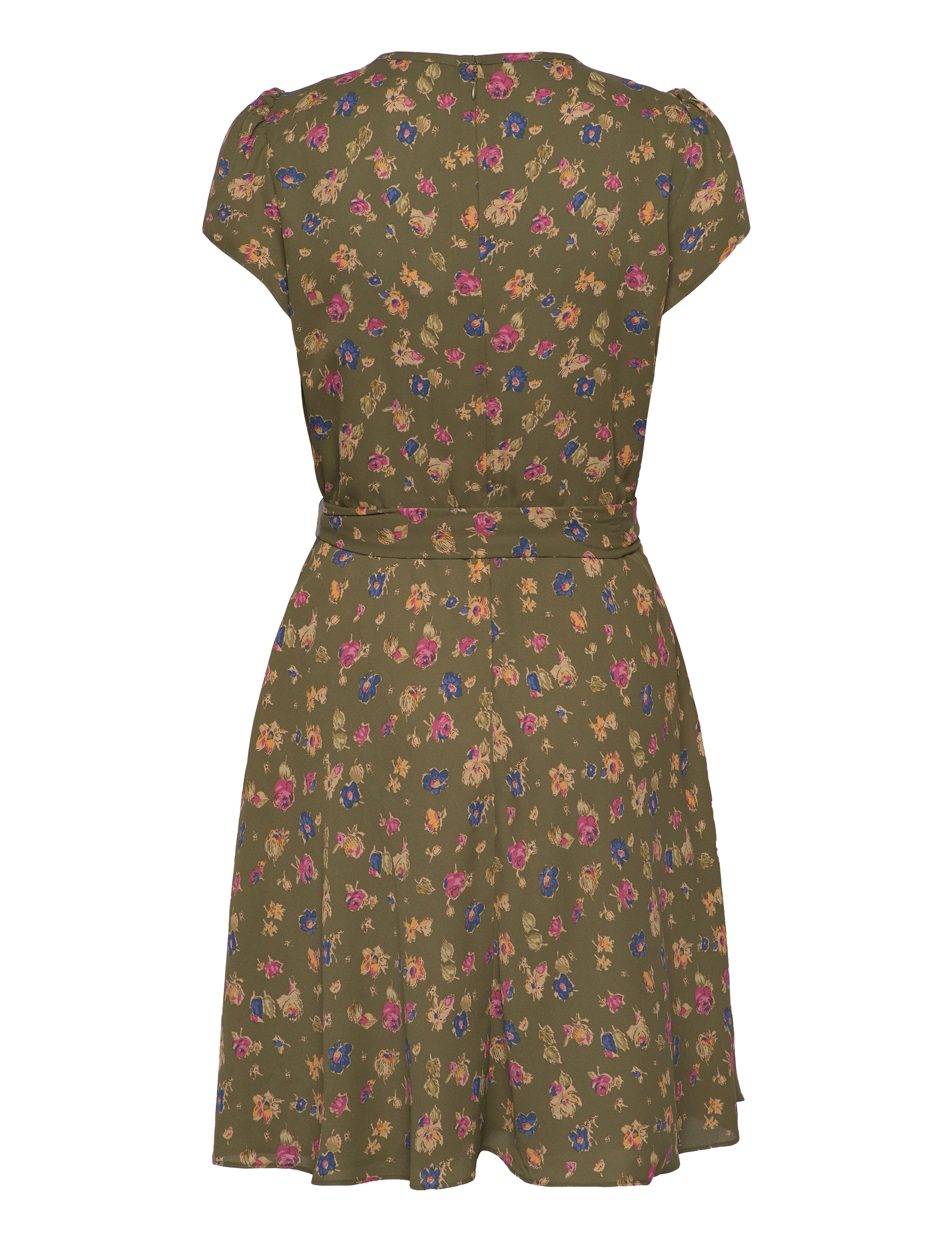 Floral Belted Georgette Pintucked Dress 2