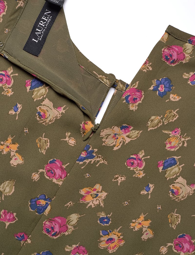 Lauren Ralph Lauren - Floral Belted Georgette Pintucked Dress - midikleider - olive multi - 3