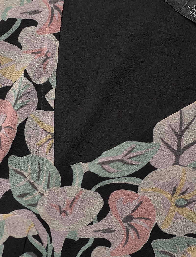 Lauren Ralph Lauren - Floral Belted Georgette Tiered Dress - sommarklänningar - black/pink/green - 2