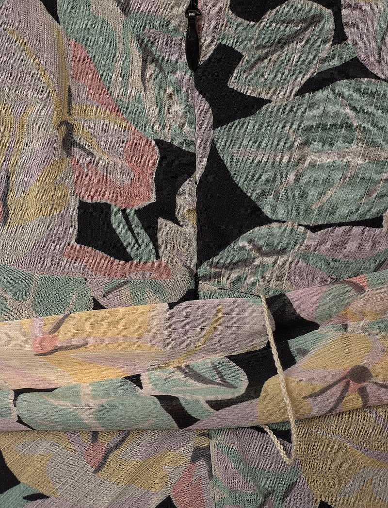 Lauren Ralph Lauren - Floral Belted Georgette Tiered Dress - sommarklänningar - black/pink/green - 3