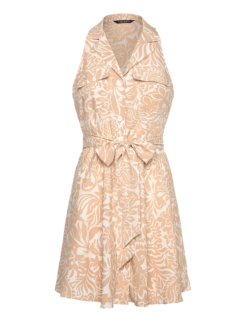 Lauren Ralph Lauren - Floral Crepe Sleeveless Shirtdress - sommerkleider - cream/tan - 0