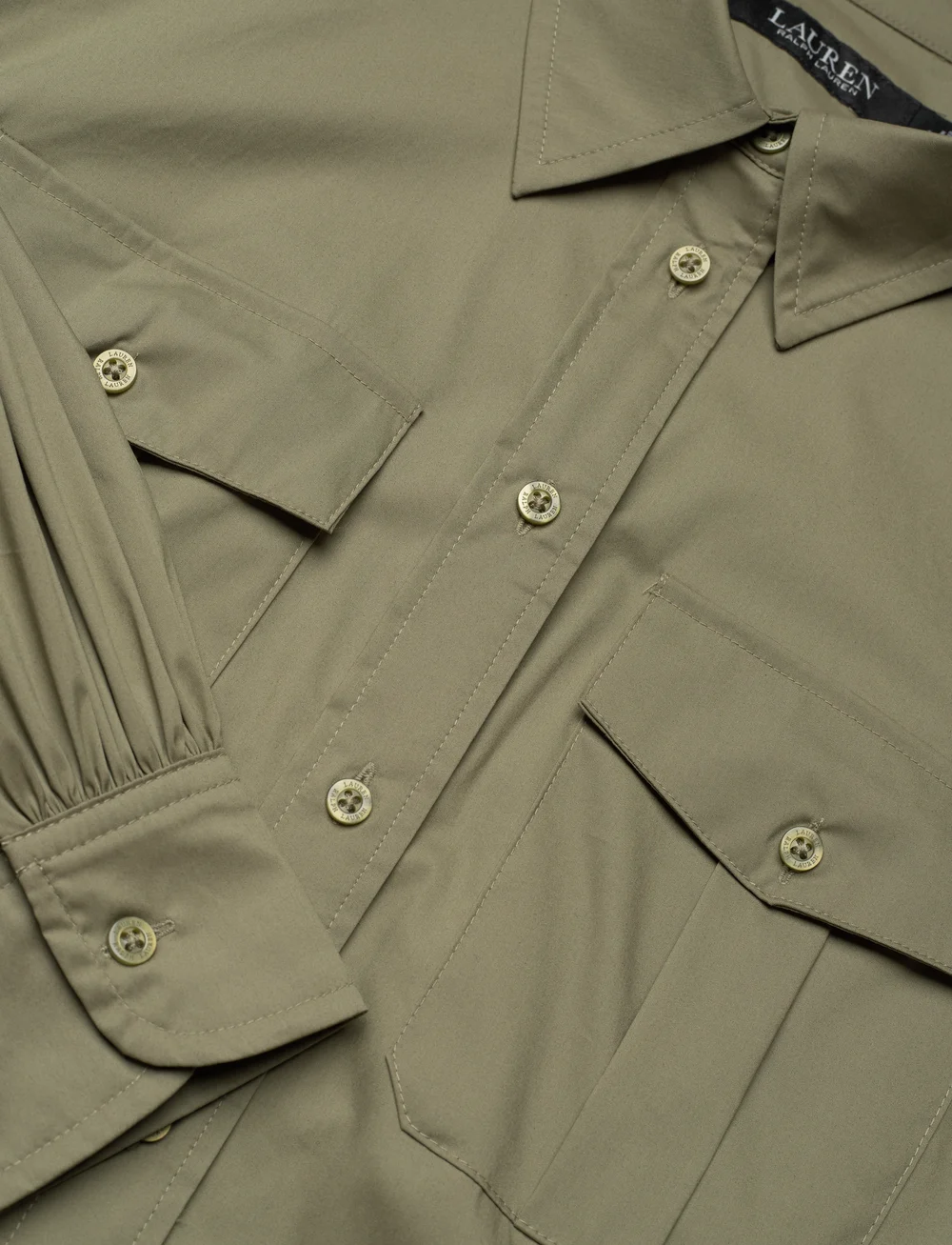 Lauren Ralph Lauren - Belted Cotton-Blend Shirtdress - hemdkleider - sage green - 2