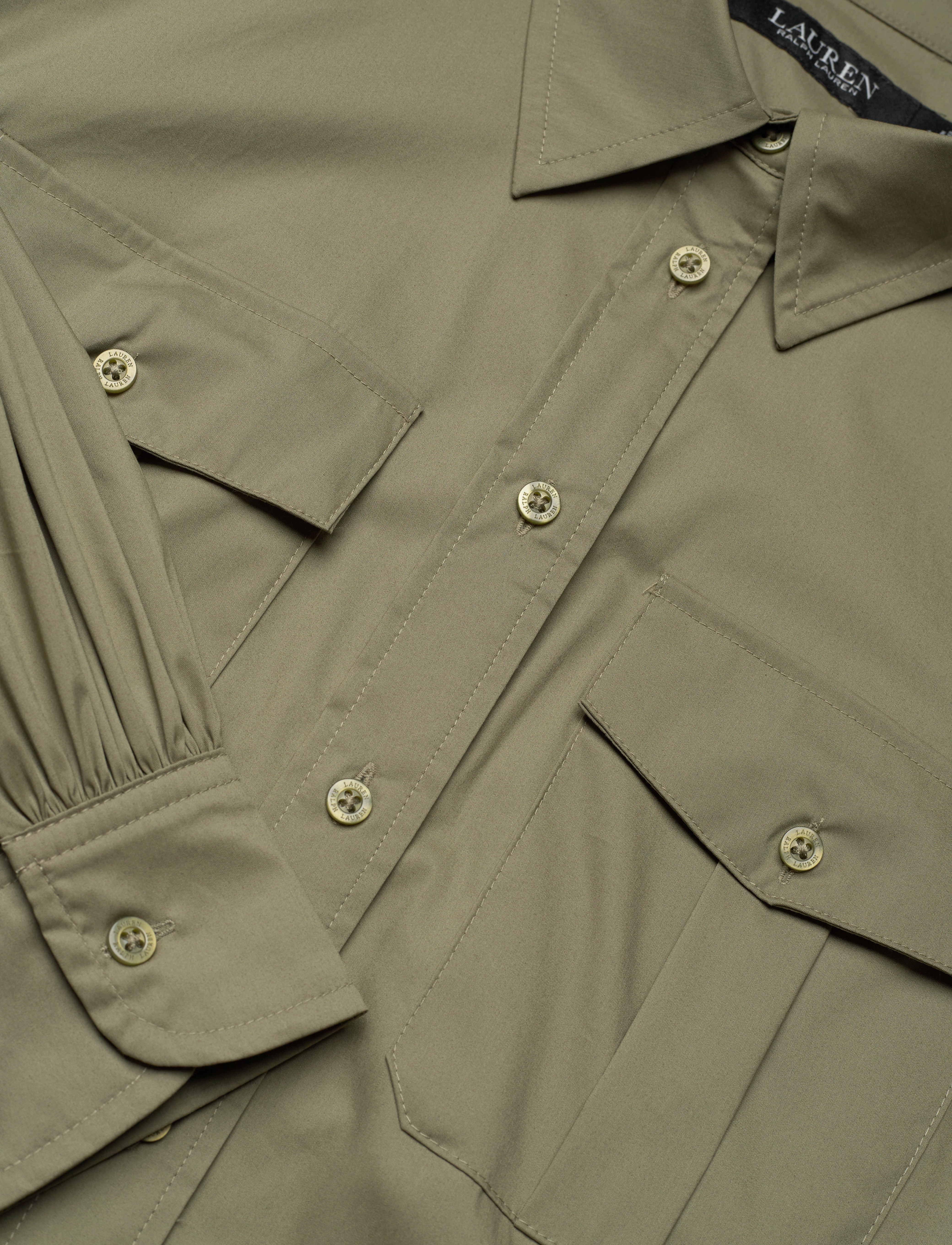 Lauren Ralph Lauren - Belted Cotton-Blend Shirtdress - sage green - 2