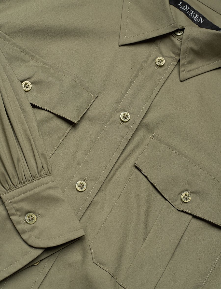 Lauren Ralph Lauren - Belted Cotton-Blend Shirtdress - sage green - 2