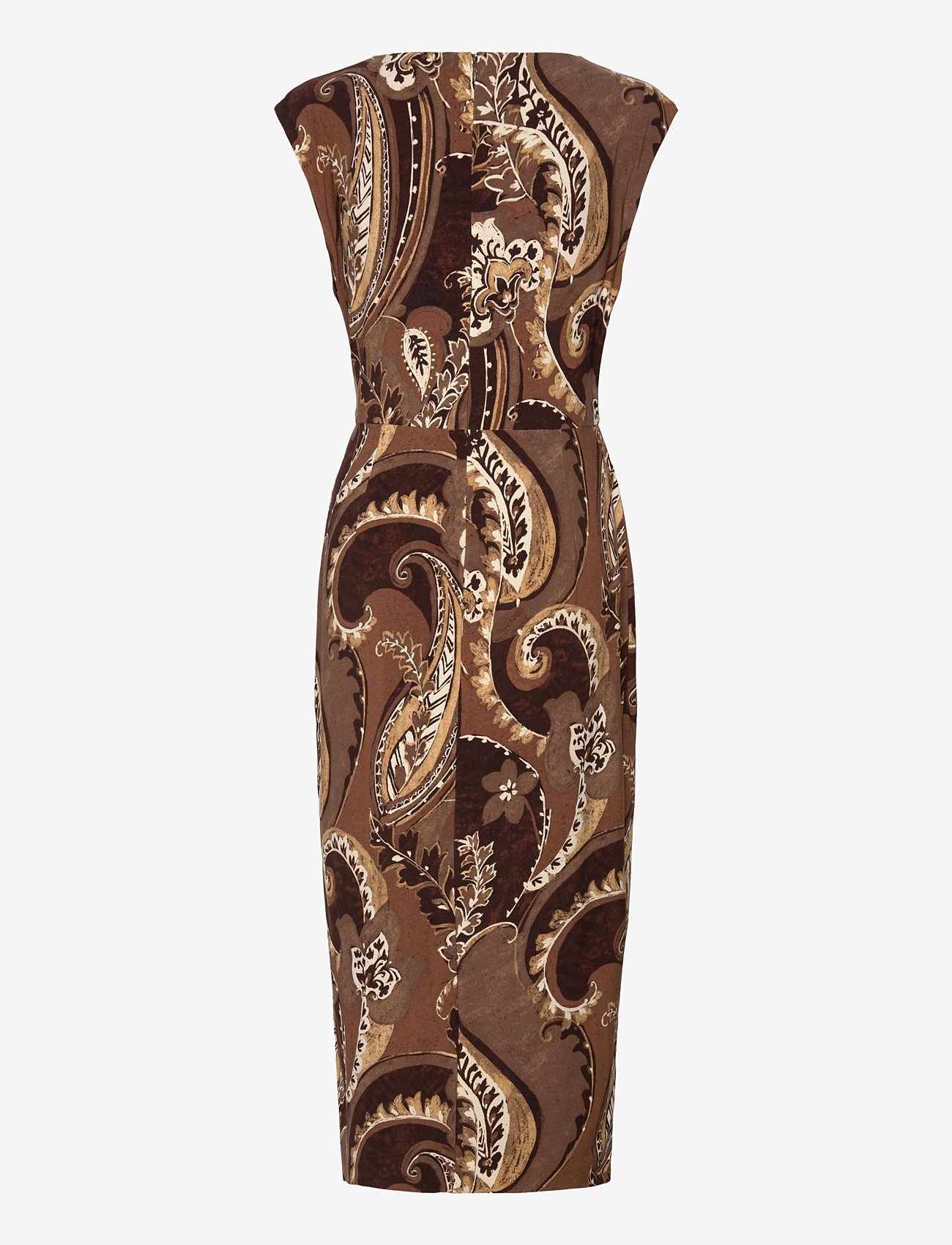 Lauren Ralph Lauren - Paisley Stretch Jersey Tie-Front Dress - midi kjoler - brown multi - 1