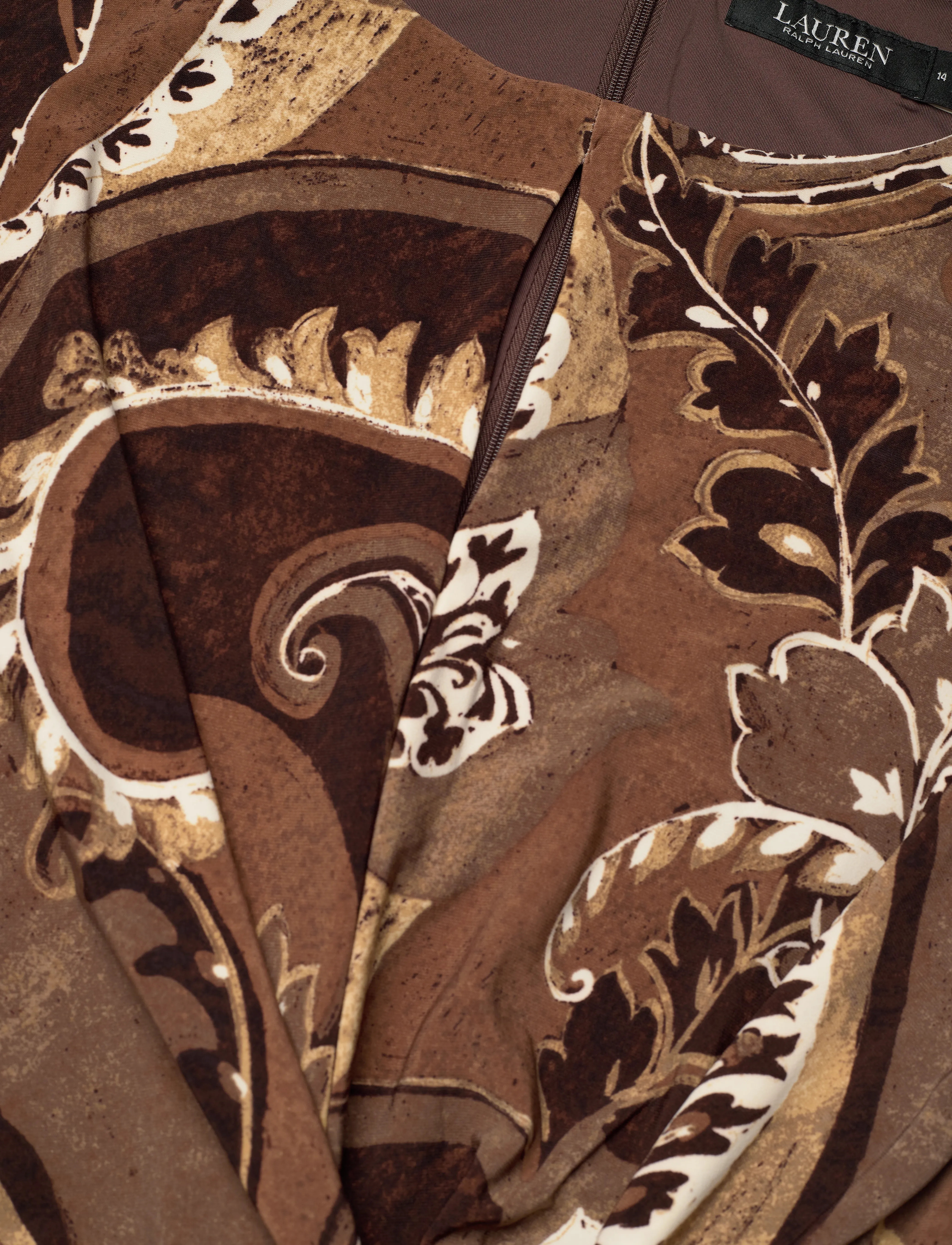 Lauren Ralph Lauren - Paisley Stretch Jersey Tie-Front Dress - brown multi - 2