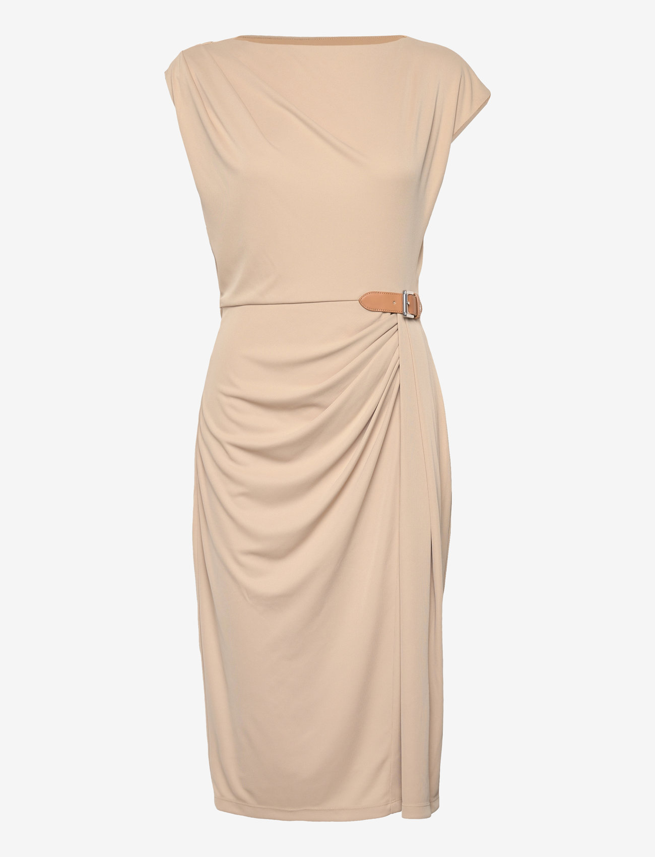 Lauren Ralph Lauren - Buckle-Trim Jersey Boatneck Dress - festkjoler - sand dune - 0
